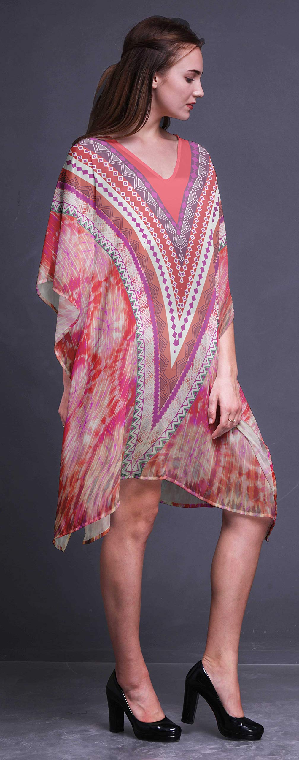 Women's Beach Kaftan Cover Up - Flowy Midi Dress & Bikini Short Caftan for Summer Vacation, Pool Party, and Resort Wear