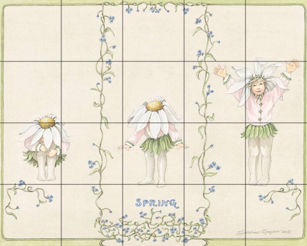 Tile Mural Kitchen Backsplash - Early Spring Design by Catherine Simpson | Waterproof Peel & Stick Wall Decor for Home Renovation | Perfect for Kitchen, Bathroom, and Living Room Accent Wall