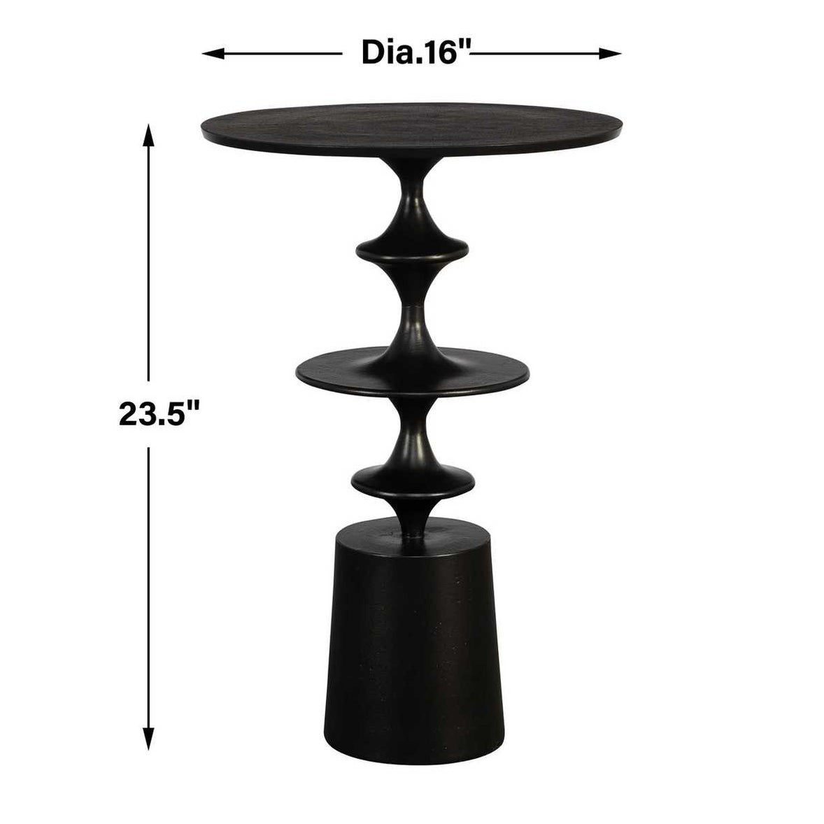 Round Black Metal Accent Table - Modern Side Table for Living Room, Bedroom & Office - Perfect for Coffee, Books & Decor