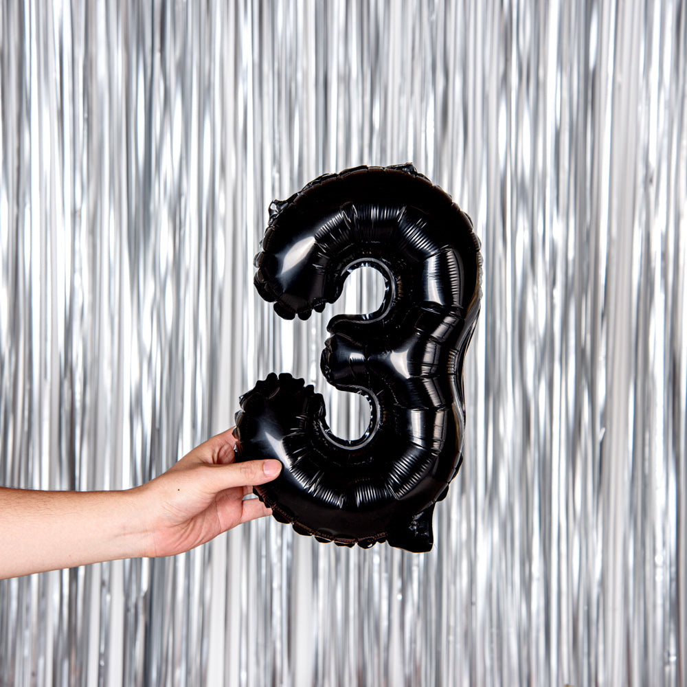 Balloonify Black Mylar Number 3 Balloon - 16 Inch Large Foil Balloon for Birthday Parties, Anniversaries & Celebrations (1 Count)