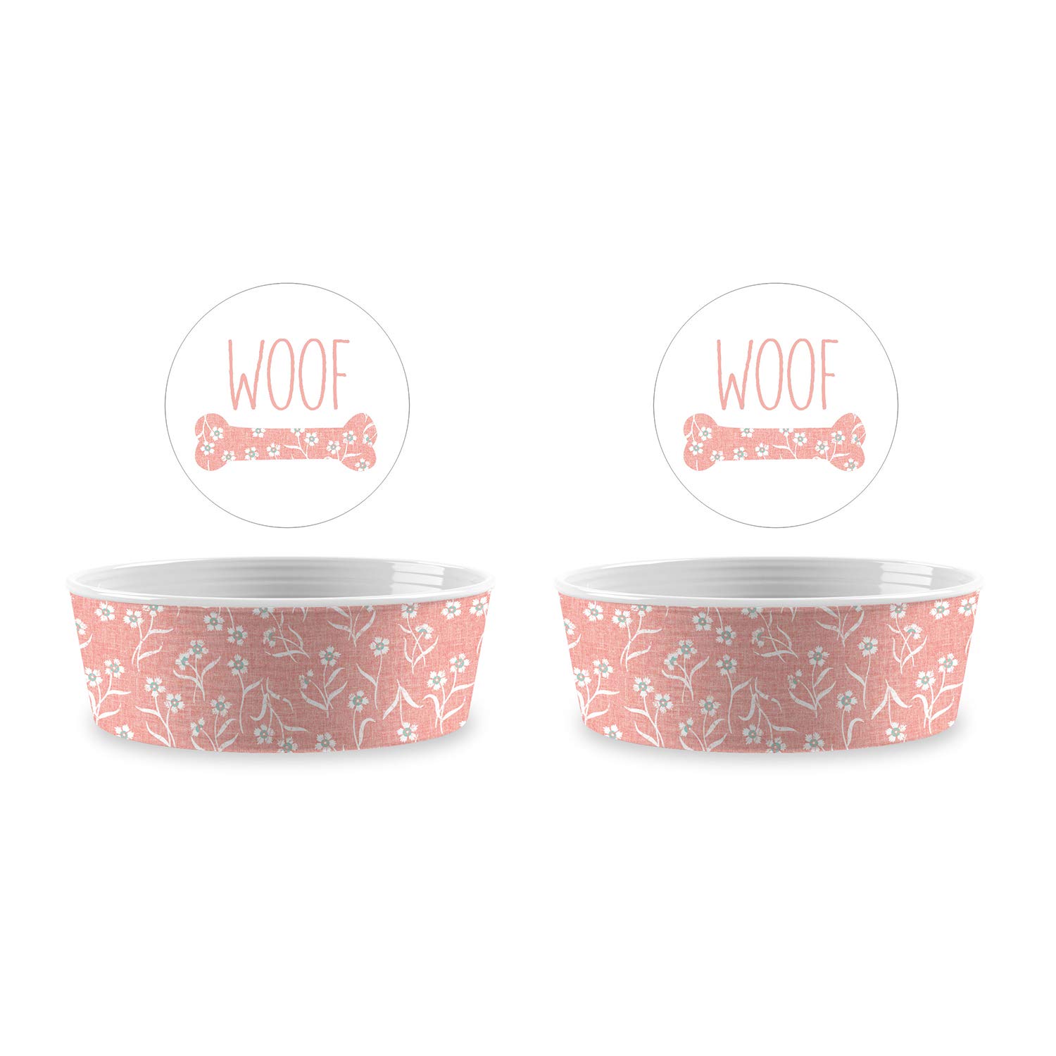 TarHong Ombre Striped Melamine Pet Bowl Set of 2 - Medium Size (7.1 x 2.8 Inches, 2.5 Cup Capacity) for Dogs & Cats - Perfect for Home, Travel, and Outdoor Feeding