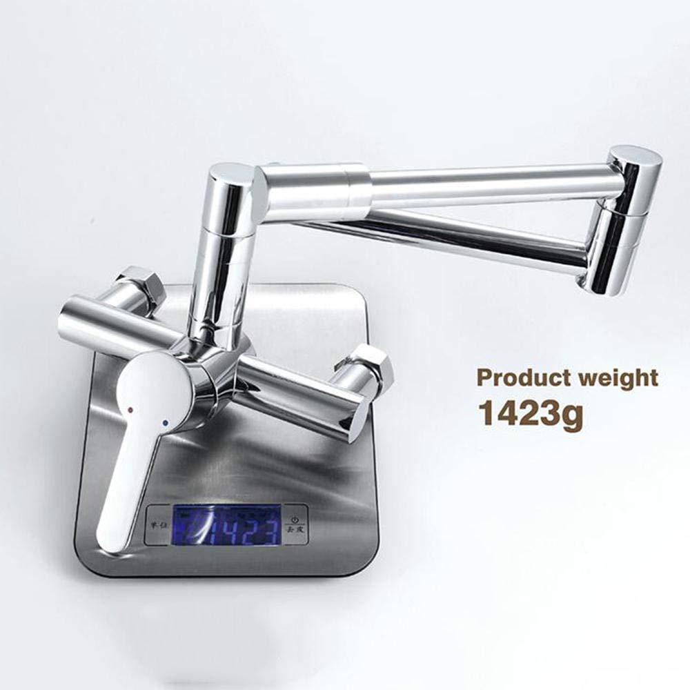 Wall Mounted Folding Kitchen Faucet - Adjustable Hot & Cold Water Rotatable Sink Faucet for Small Spaces, RV, Outdoor & Camping Use