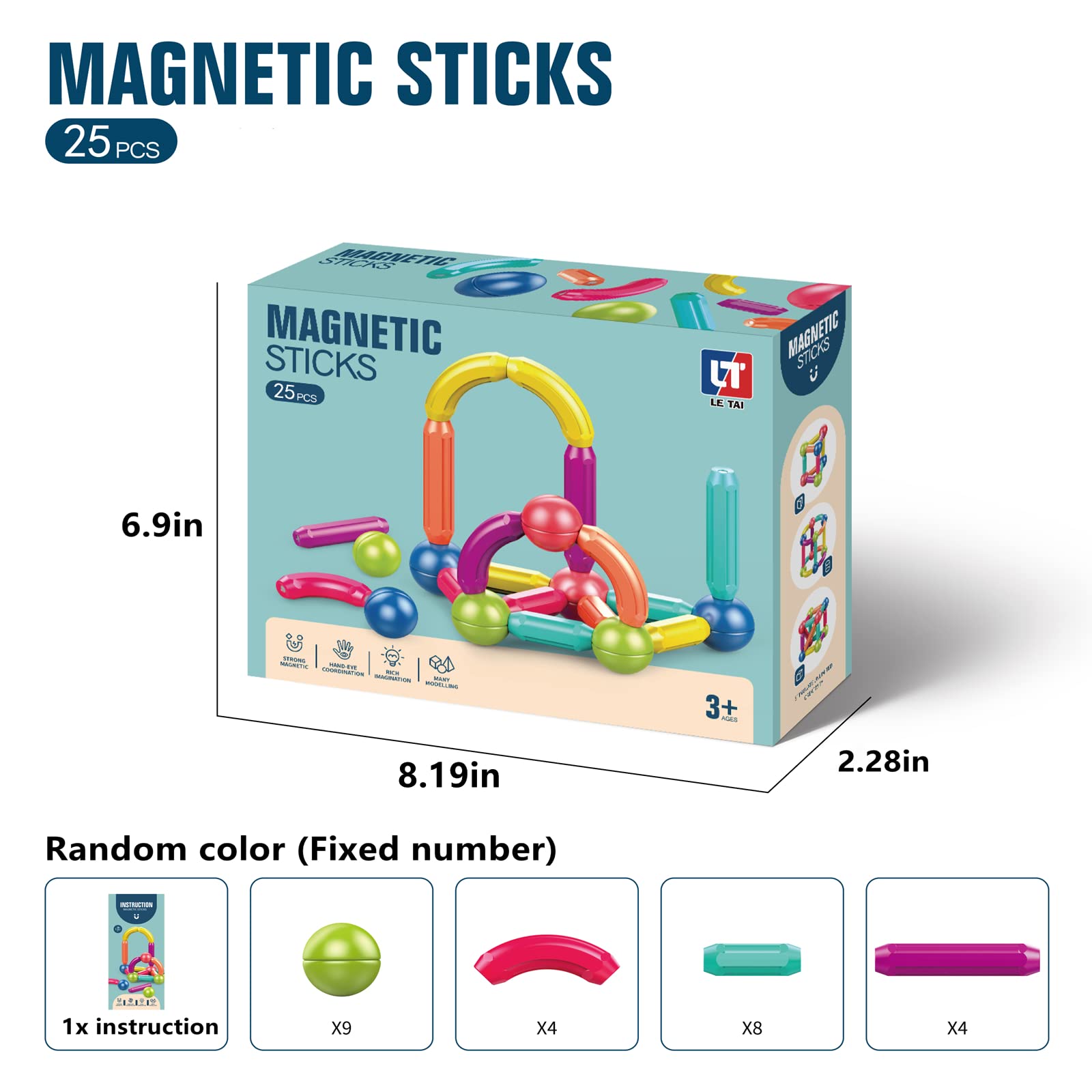 **Magnetic Building Blocks Set for Kids - 25pcs STEM Educational Toys for Boys & Girls Ages 1-5, Toddler Learning Toys with Magnetic Balls & Rods - Perfect for Creative Play, Classroom Activities & Birthday Gifts**