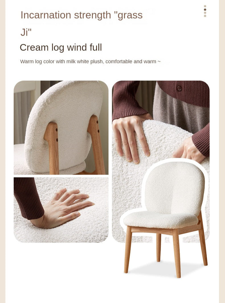 Solid Oak Wood Leisure Soft Chair - Cream Study Chair for Home Office, Reading & Relaxation - Comfortable & Stylish Accent Furniture for Living Room, Bedroom or Library