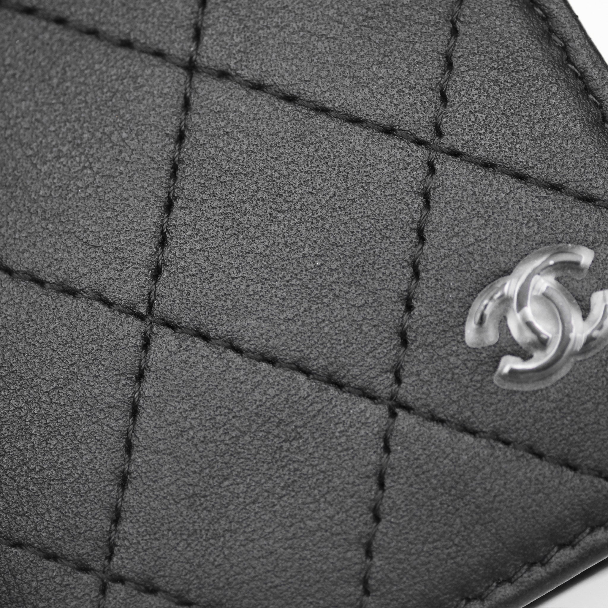 Chanel Quilted So Black Calfskin Card Holder - Luxury Compact Wallet for Credit Cards & ID - Perfect for Everyday Use, Travel & Gifting