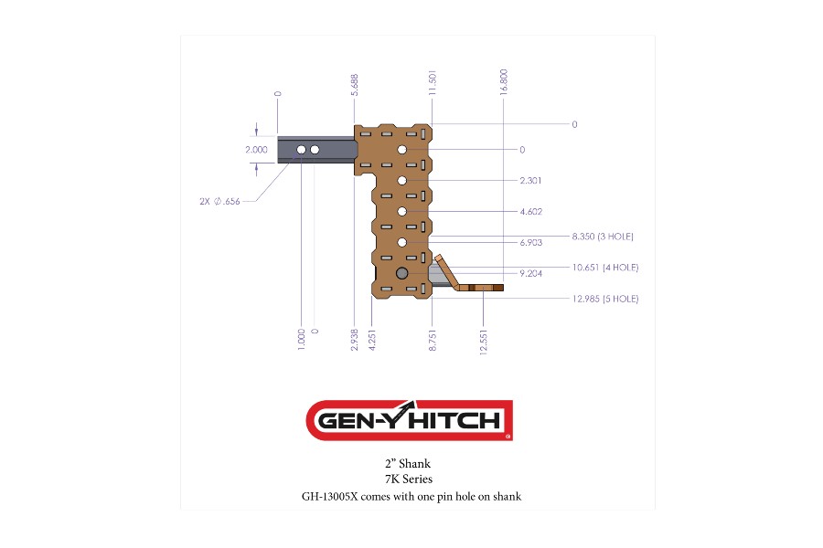 GEN Y Hitch Rebel X Tactical Drop Hitch with Platinum Ball Mount - 4 Adjustable Positions, 2in Shank, 7in Drop, 7000lb Tow Capacity - Perfect for Off-Roading, Truck Towing & Heavy-Duty Hauling