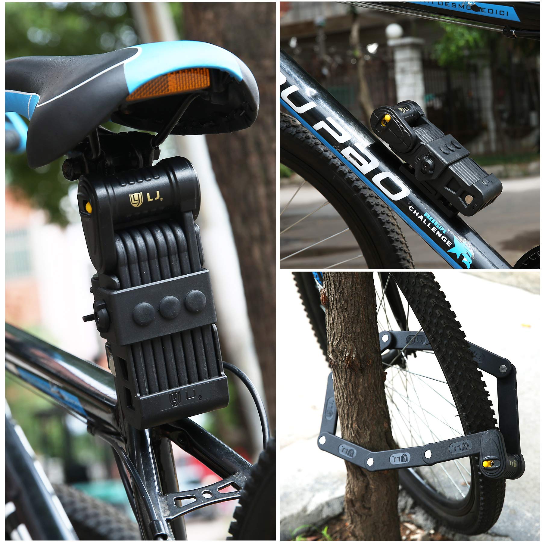 Heavy Duty Folding Bike Lock - 8 Joints Alloy Steel Anti-Theft Chain Lock with Storage Bracket | Portable & Compact Bicycle Security Lock for Commuting, Travel & Urban Cycling | Foldable & Retractable Design for Easy Storage