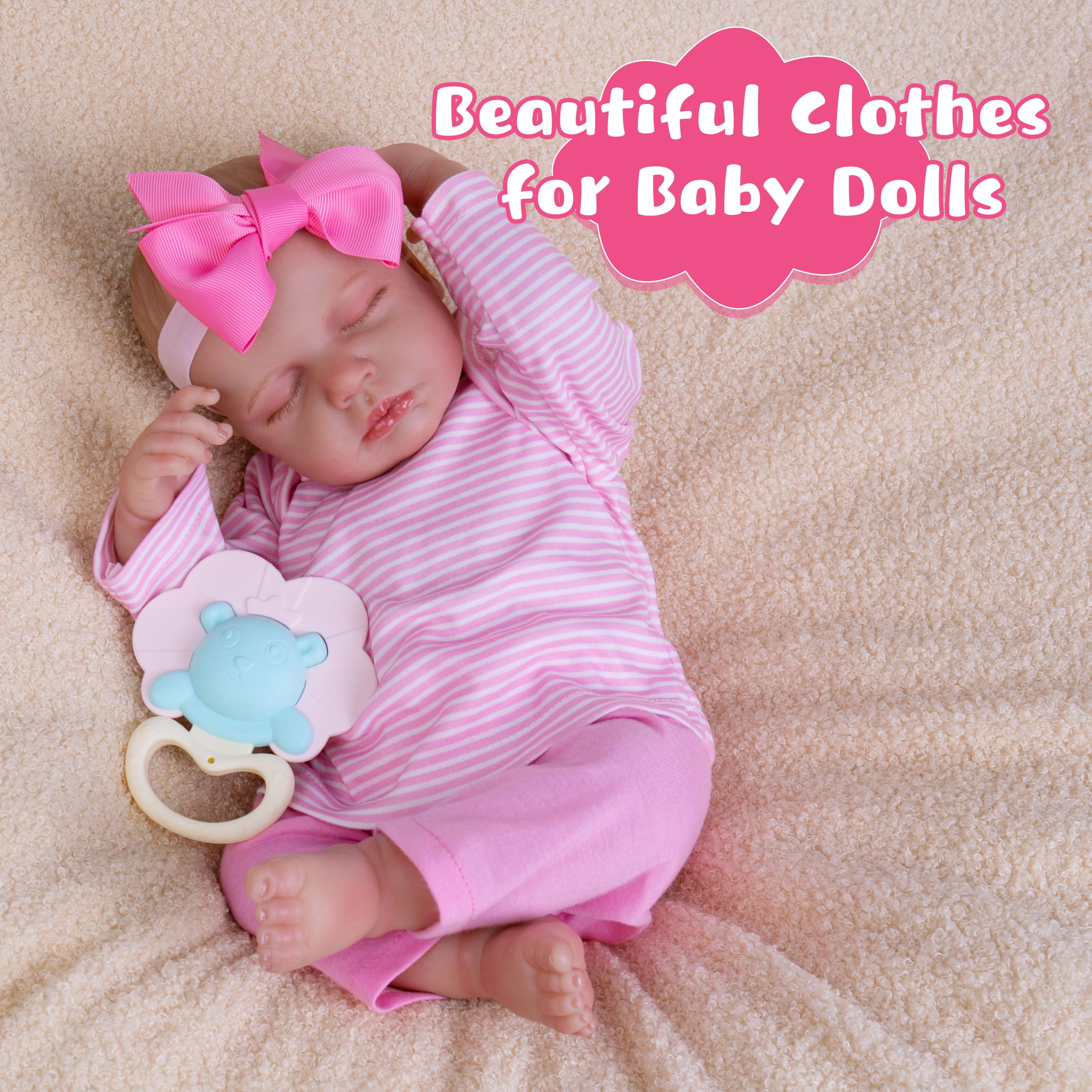 Reborn Baby Doll Clothes Set - Pink Newborn Doll Outfit & Accessories for 17-22 Inch Realistic Baby Dolls | Perfect for Collectors, Gift Giving & Role Play Scenes
