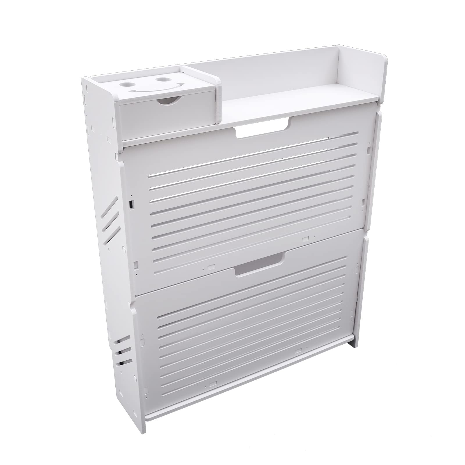 2 Tier Shoe Cabinet for Entryway - Modern Freestanding Shoe Rack Storage Organizer with Adjustable Shelves, White - Perfect for Small Spaces, Hallway, Closet & Apartment Organization