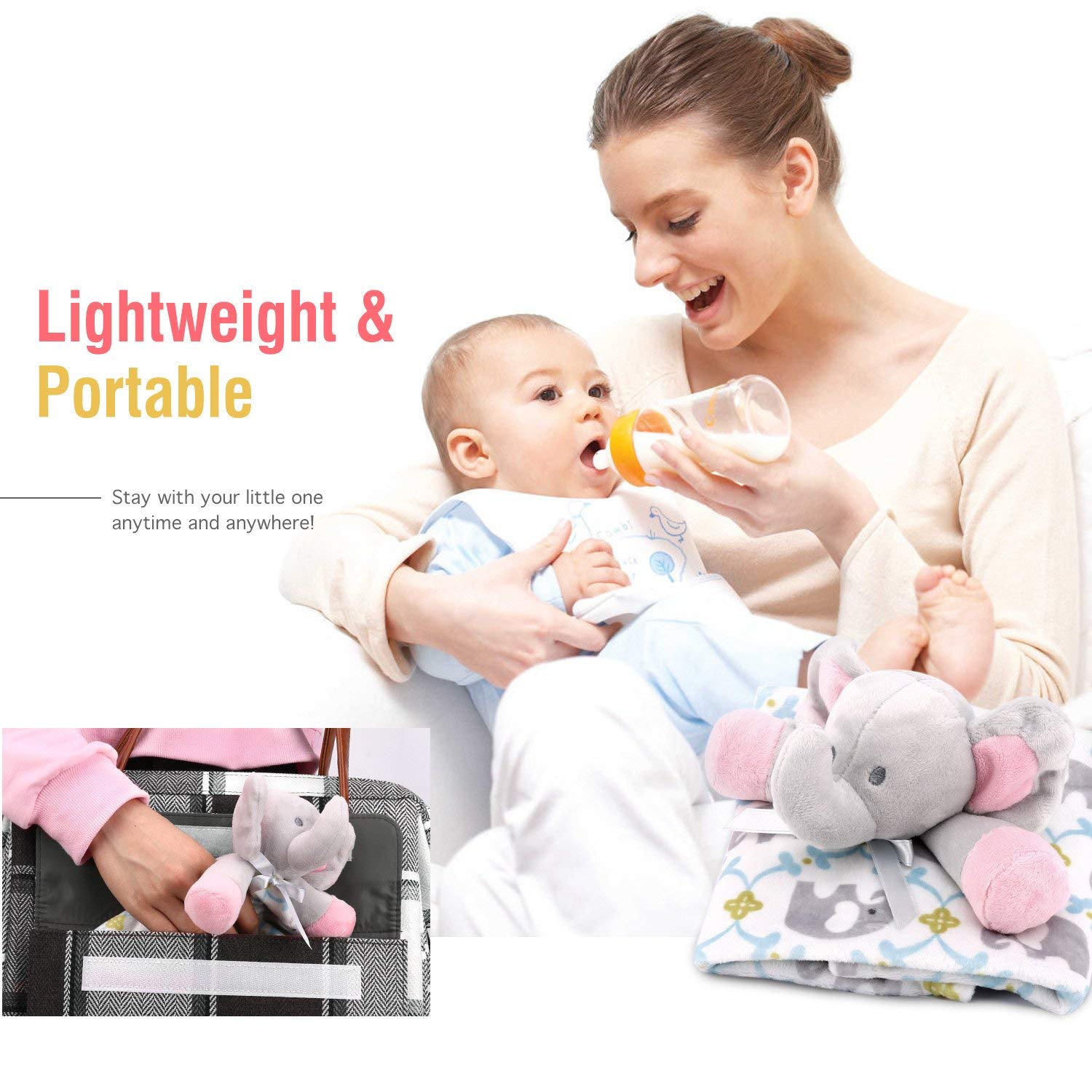 Zooawa Soft Elephant Lovey Blanket for Babies 1-6 Months | Unisex Security Blanket & Soothing Plush Toy | Perfect Baby Shower Gift for Newborn Boys & Girls | Ideal for Nursery, Stroller & Travel Comfort