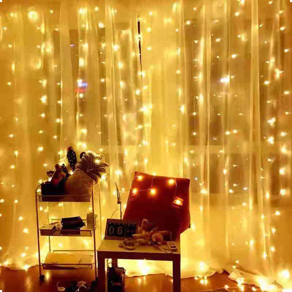 Ever Smart Window Curtain String Lights - 300 LED USB Powered Warm White Twinkle Fairy Lights for Bedroom, Living Room, Wedding - 9.8x9.8 Ft Waterproof Hanging Wall Lights with 8 Lighting Modes - Perfect for Home Decor, Parties and Romantic Ambiance