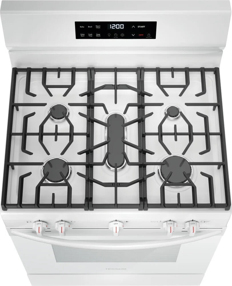 Frigidaire FCRG3062AW 30-Inch Gas Range with Steam Clean Function - White | Perfect for Modern Kitchens & Home Cooking