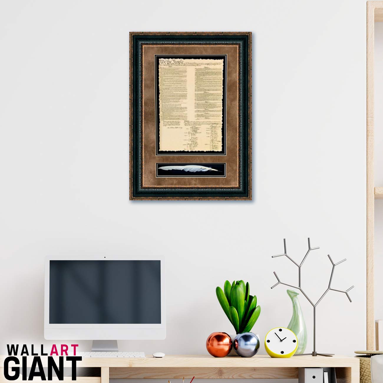 Authentic United States Constitution Replica with Quill Pen | Custom Framed Historic Document on Archival Paper | Fade-Resistant Ultra Chrome Ink | 33