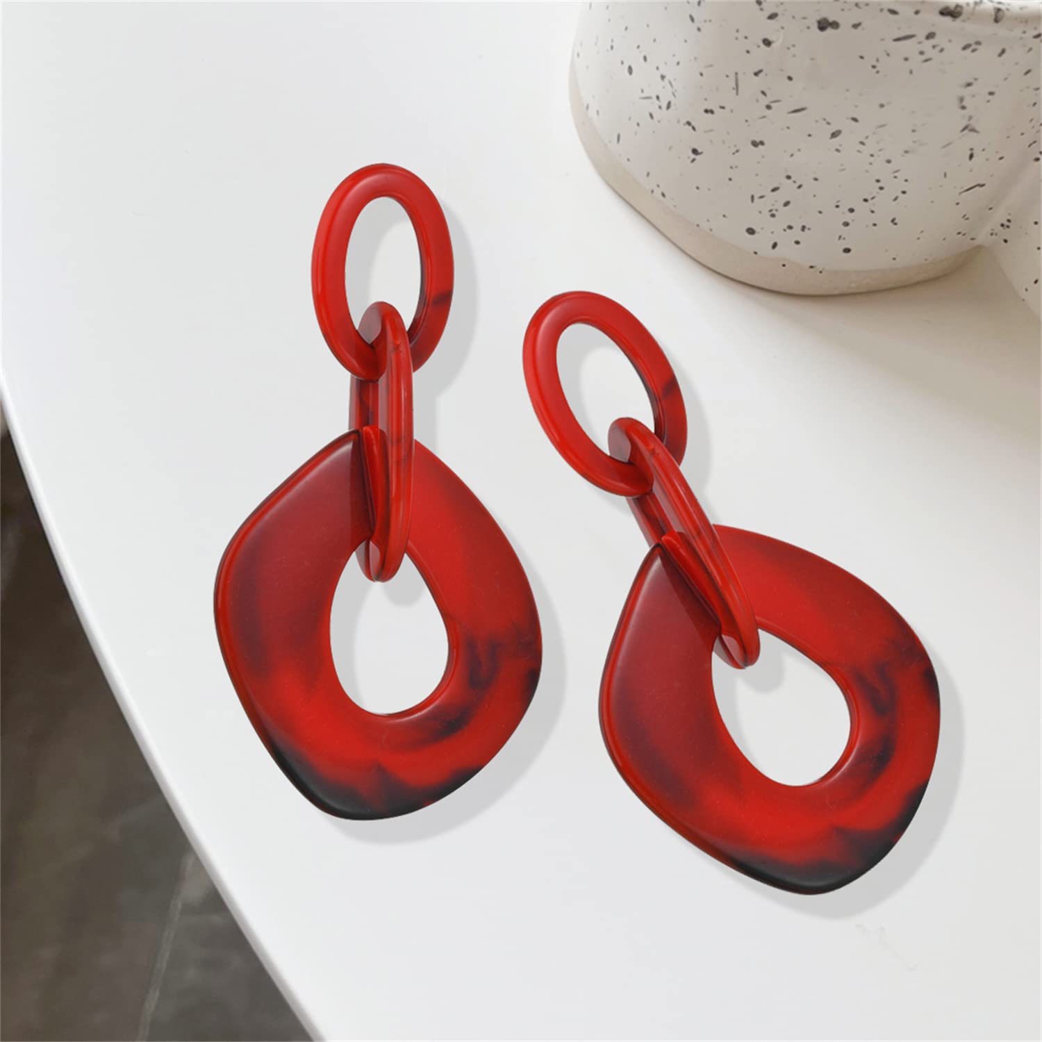 Bohemian Vintage Acrylic Geometric Drop Earrings for Women - Hollow Round Chain Dangle Statement Jewelry | Perfect for Summer, Holiday Gifts, Parties & Casual Wear