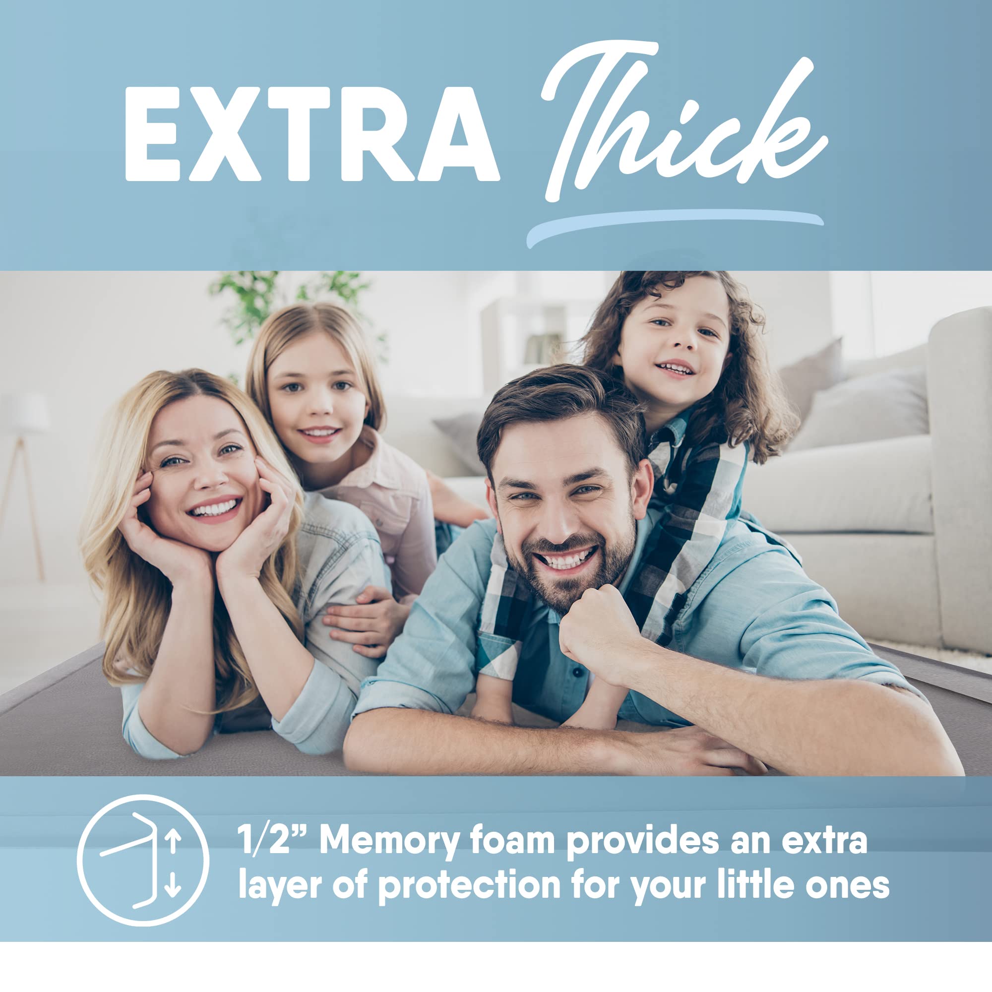 Premium Microdry Memory Foam Area Rug - Ultra Soft Microfiber Carpet with Built-in Rug Pad, Fade & Stain Resistant - Perfect for Living Room, Bedroom, Kids Room (4'x6', Light Grey) - Adds Comfort & Style to Home Decor, Great for Family Gatherings & Play Areas