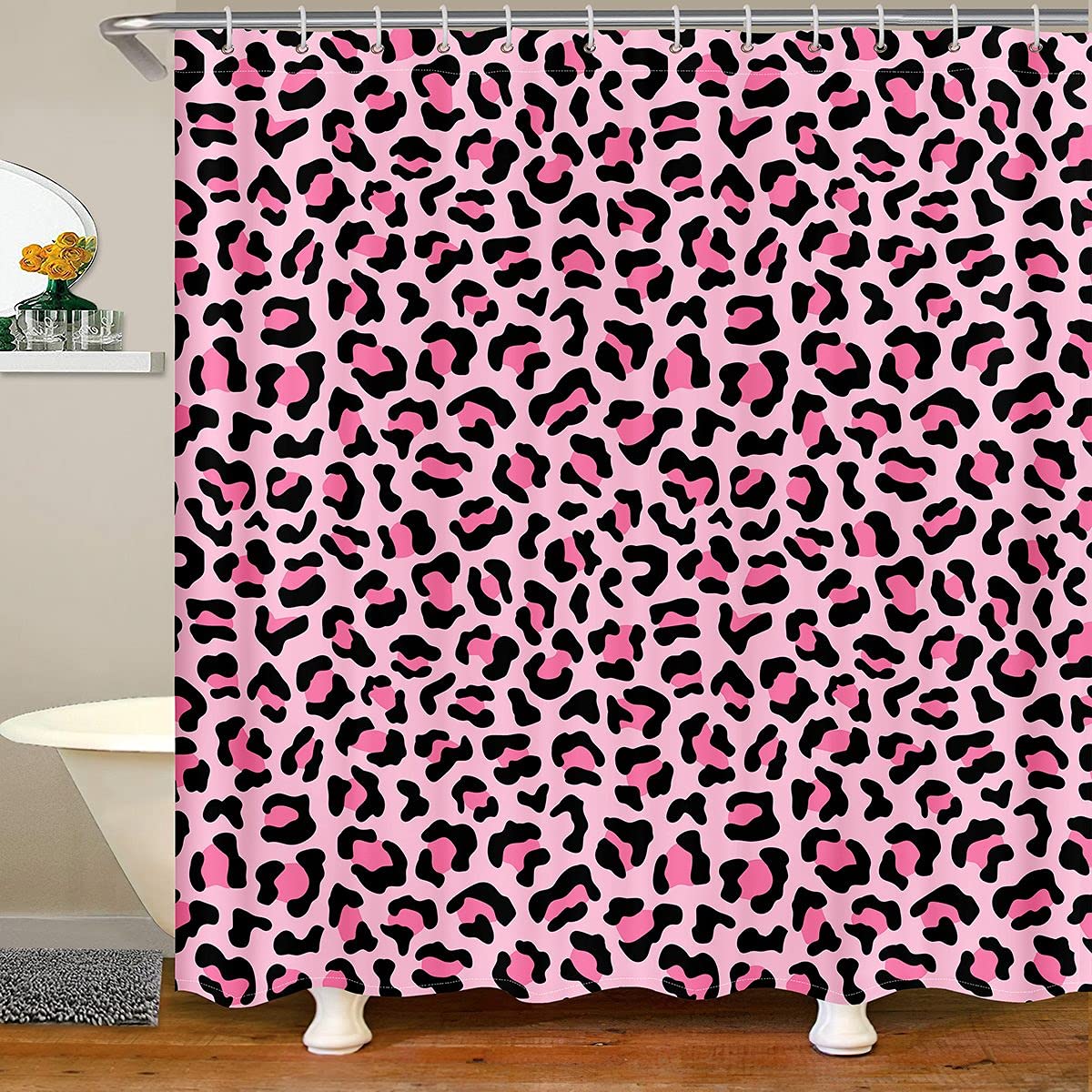 Feelyou Waterproof Leopard Print Shower Curtain - Safari Cheetah Bathroom Decor with 12 Hooks (72x72 Inches) for Bathtub & Stall - Wild Animal Theme Home Decor - Perfect for Jungle Themed Bathrooms & Kids' Room Decor