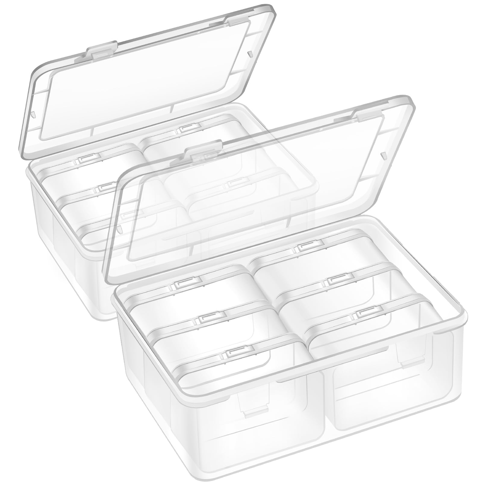Mathtoxyz 2-Pack Clear Plastic Bead Storage Containers - Small Rectangle Organizer Boxes for Jewelry Making, Nail Art, DIY Crafts & Hardware Storage (Perfect for Beads, Screws, Batteries & Craft Supplies)