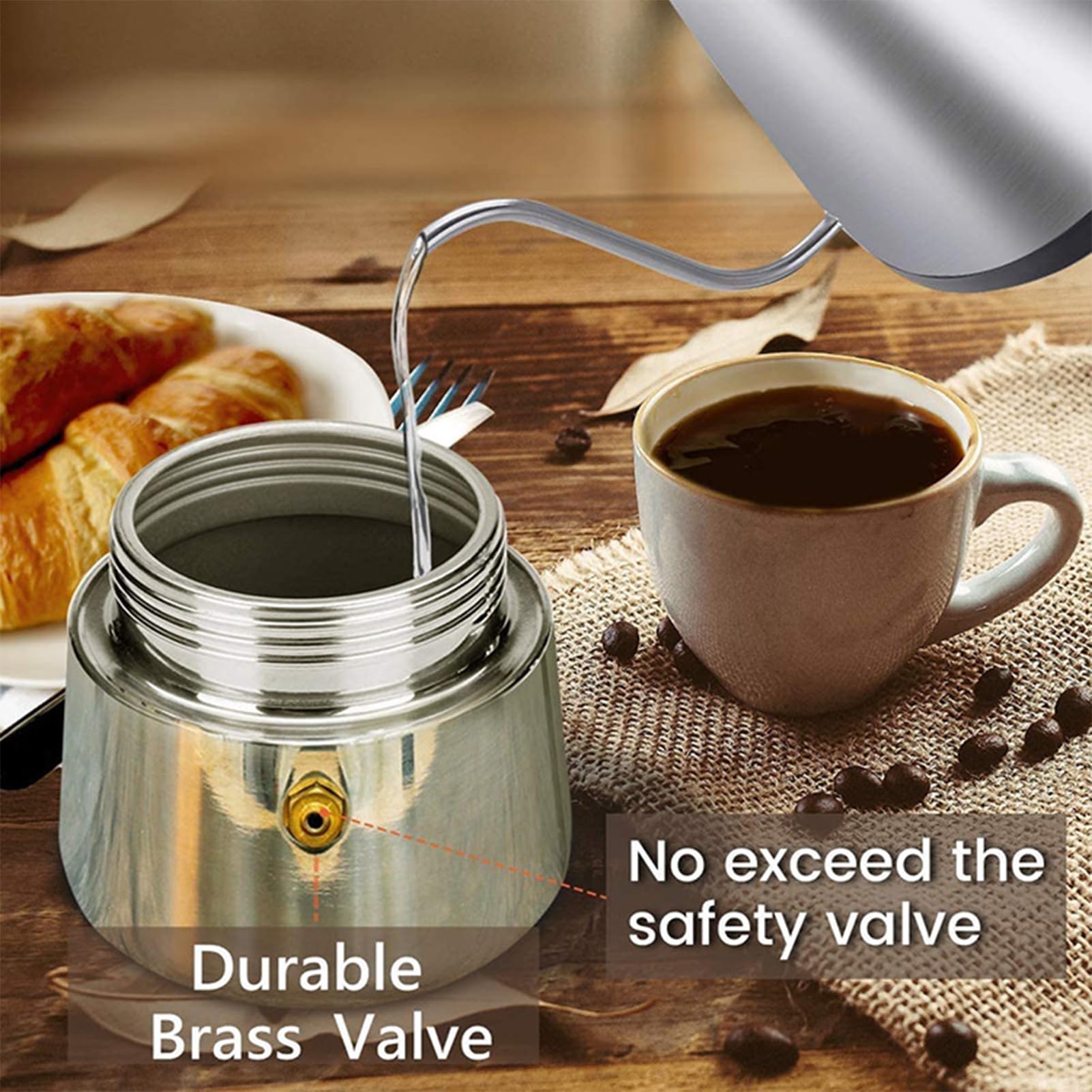 Stovetop Espresso Maker - 6 Cup (300ml) Stainless Steel Moka Pot | Classic Italian Coffee Maker for Home, Office & Camping | Perfect for Stovetop Brewing & Outdoor Adventures