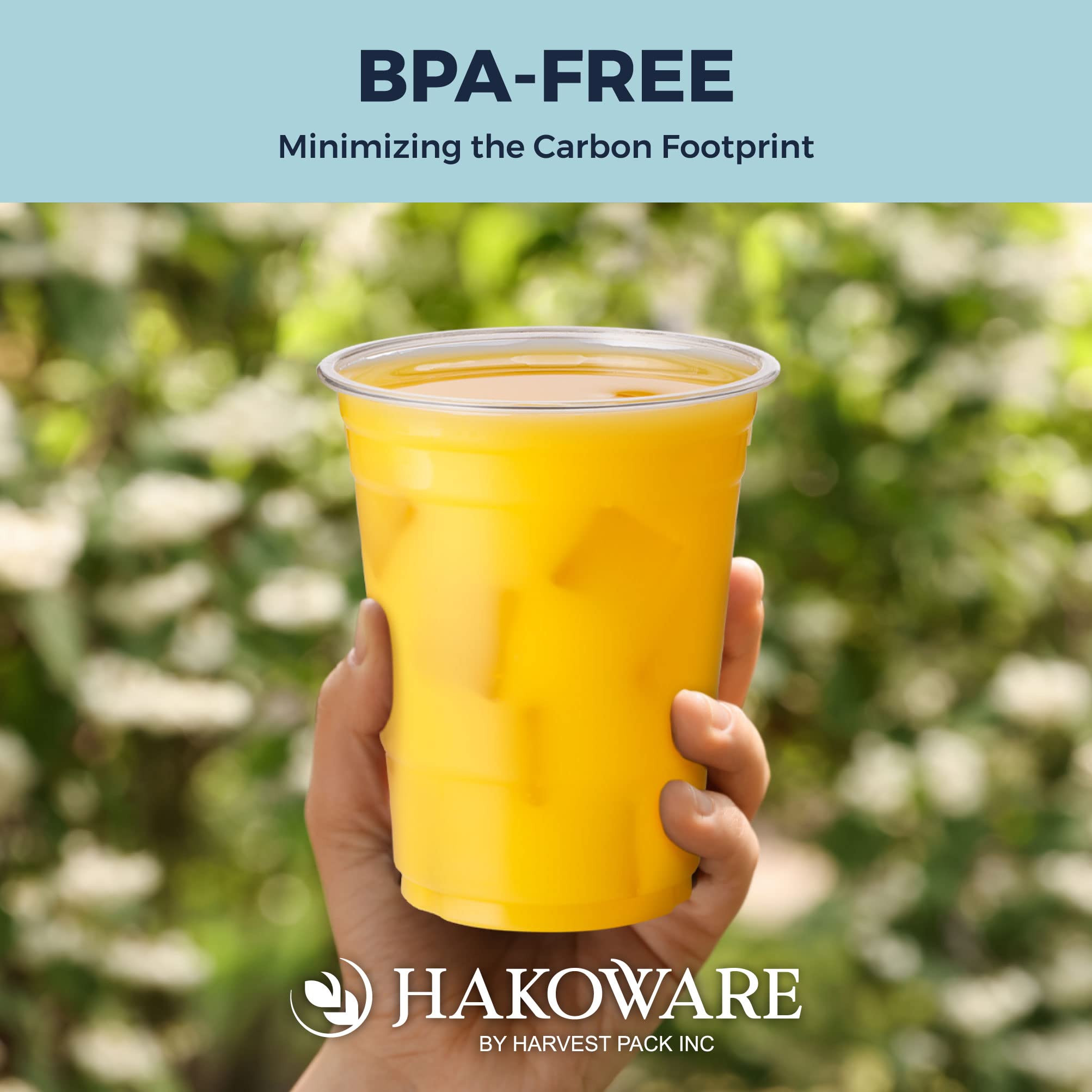 200 Count HAKOWARE 16 oz Ultra Clear Plastic Disposable Cold Cups - Perfect for Iced Coffee, Beer, Juice & Cold Beverages at Weddings, Parties & Events