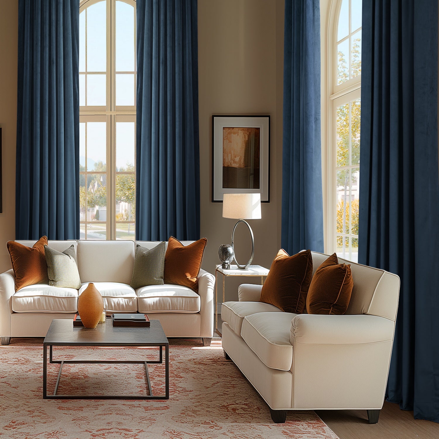 Midnight Blue Signature Velvet Custom Curtains - Premium Blackout Drapes for Living Room & Bedroom - Elegant Window Treatments for Home Decor