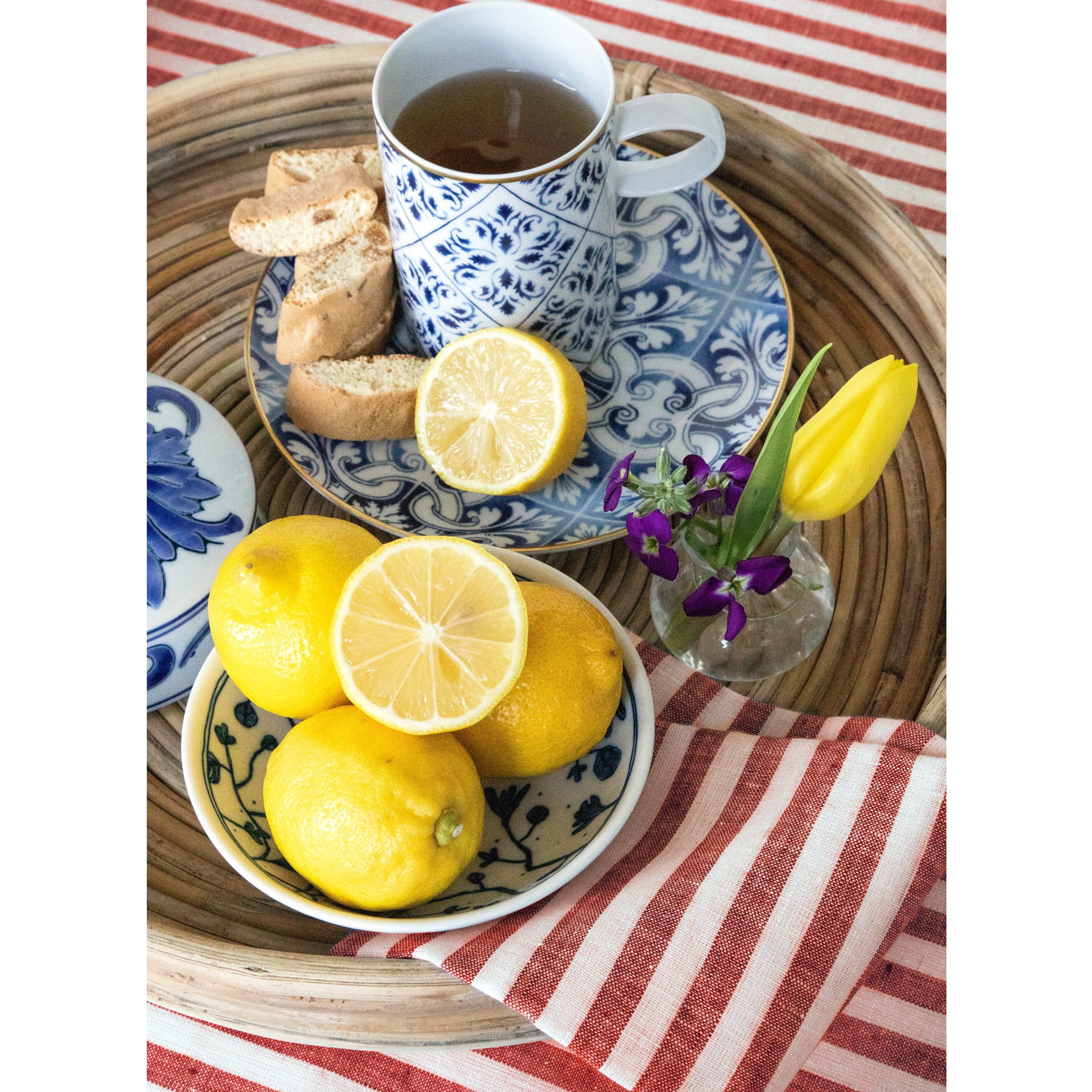 Amalfi Stripe Tablecloth - Waterproof & Stain-Resistant Round Table Cover for Outdoor Dining, Picnics, and Party Decor