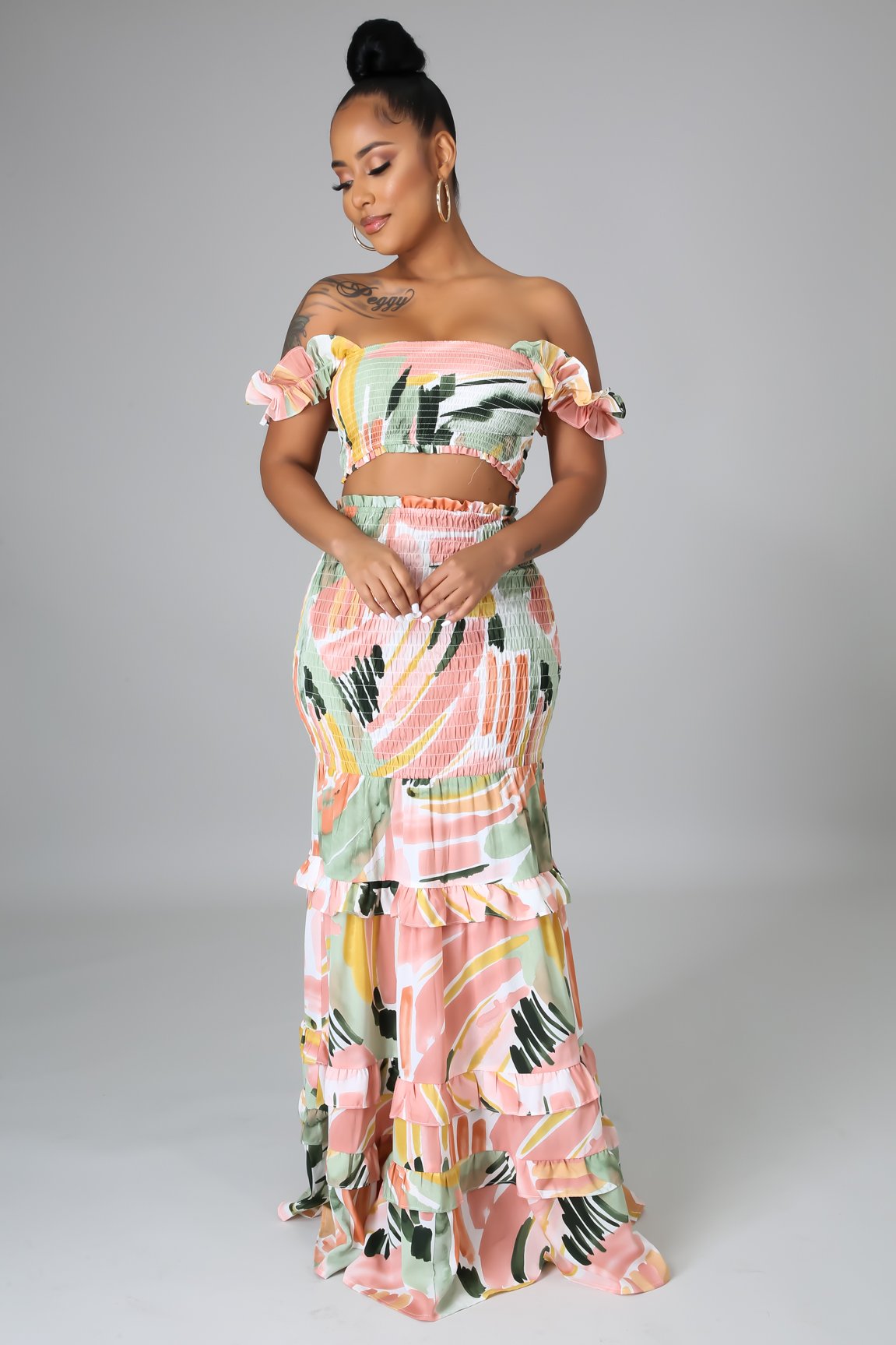 Stylish The Palms Skirt Set for Women - Summer Floral Print Two Piece Outfit | Perfect for Beach Vacations, Date Nights & Casual Wear