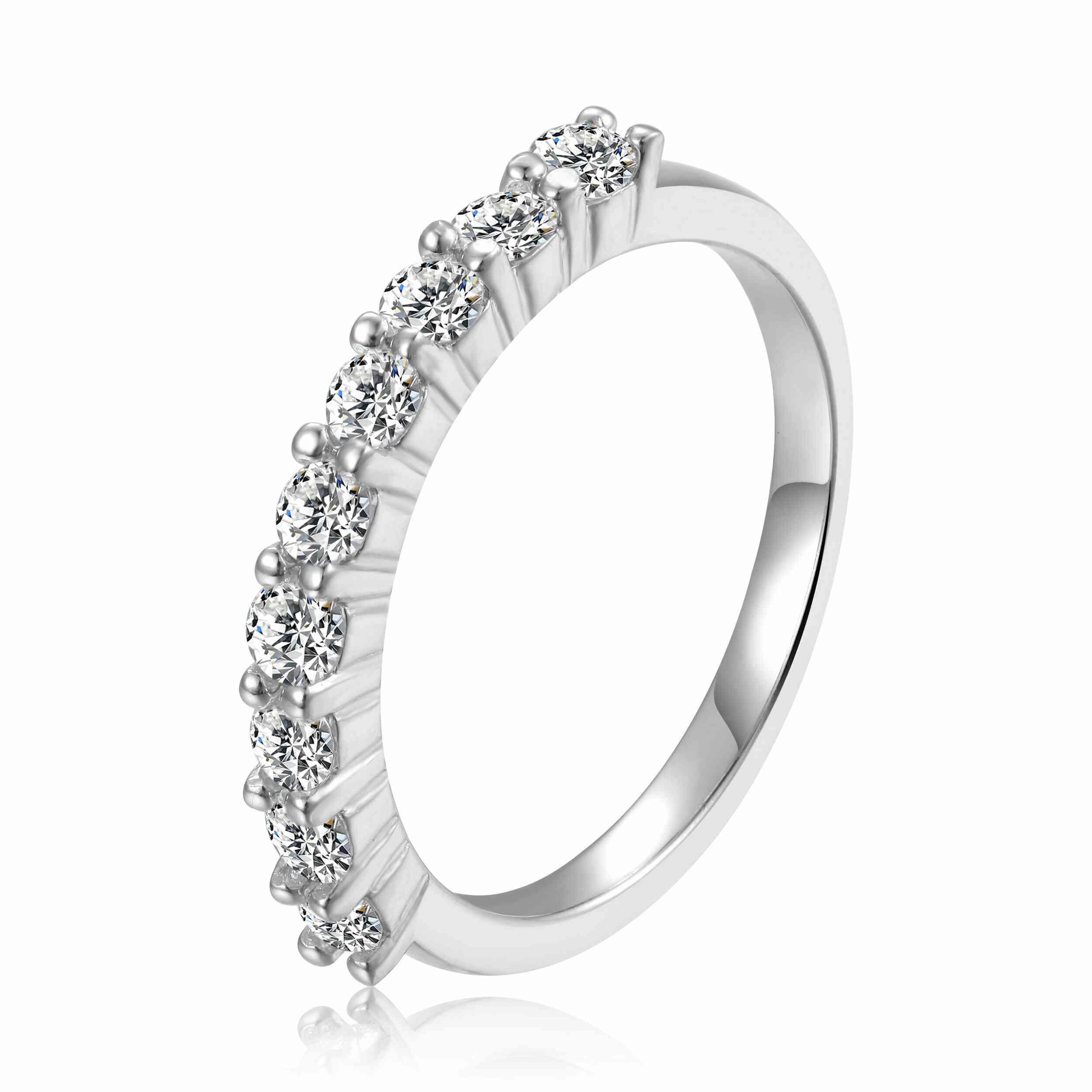 Half Eternity Band Moissanite Ring for Women - Durable 925 Sterling Silver Wedding Engagement Ring - Perfect for Anniversaries, Proposals & Special Occasions
