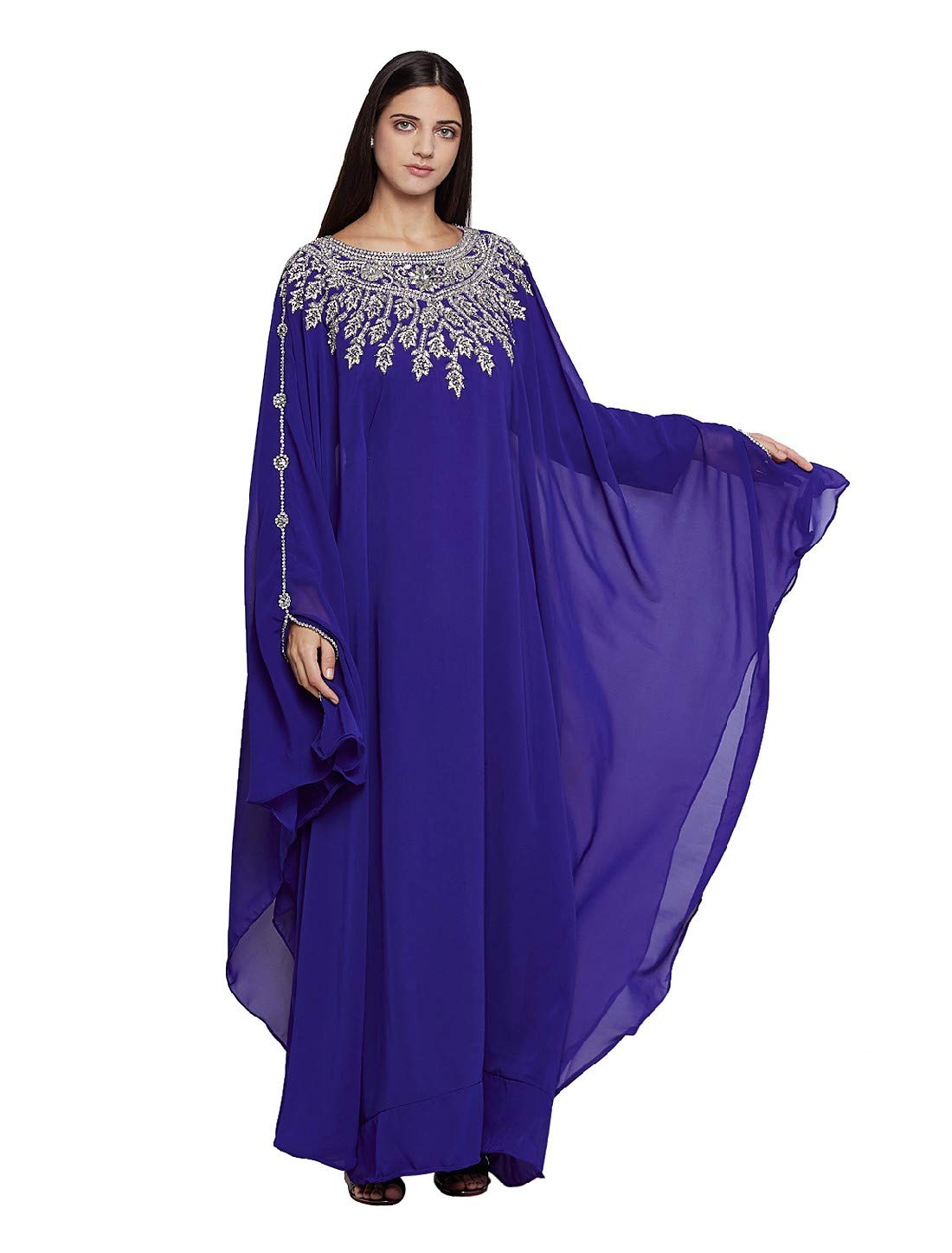 Elegant Dubai Kaftan Farasha Long Maxi Dress for Women - Free Size Long Sleeve Evening Gown with Free Scarf - Perfect for Parties, Weddings & Special Occasions