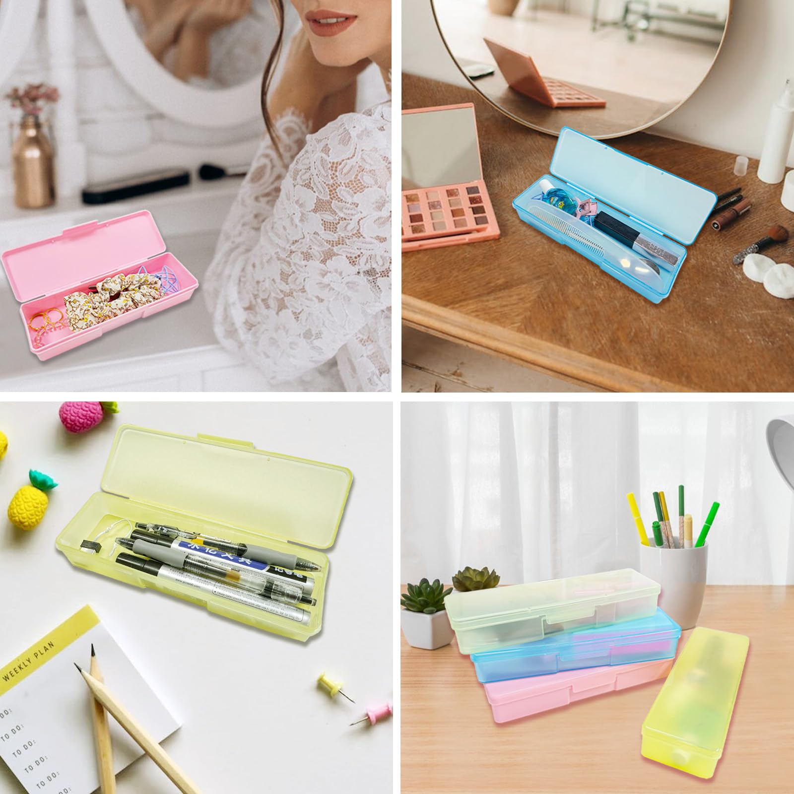 Professional Manicure Tool Box Set - 4 Pack Clear Plastic Nail Organizer Storage Case for Nail Art Supplies, Manicure & Pedicure Kit - Perfect for Home Salon, Nail Technicians & DIY Nail Care