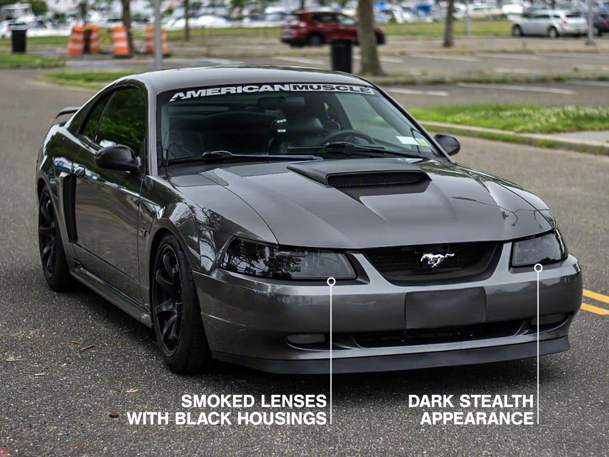 Dark Smoked Headlights for 1999-2004 Ford Mustang | Aggressive Style Upgrade | Perfect for Night Driving & Car Shows