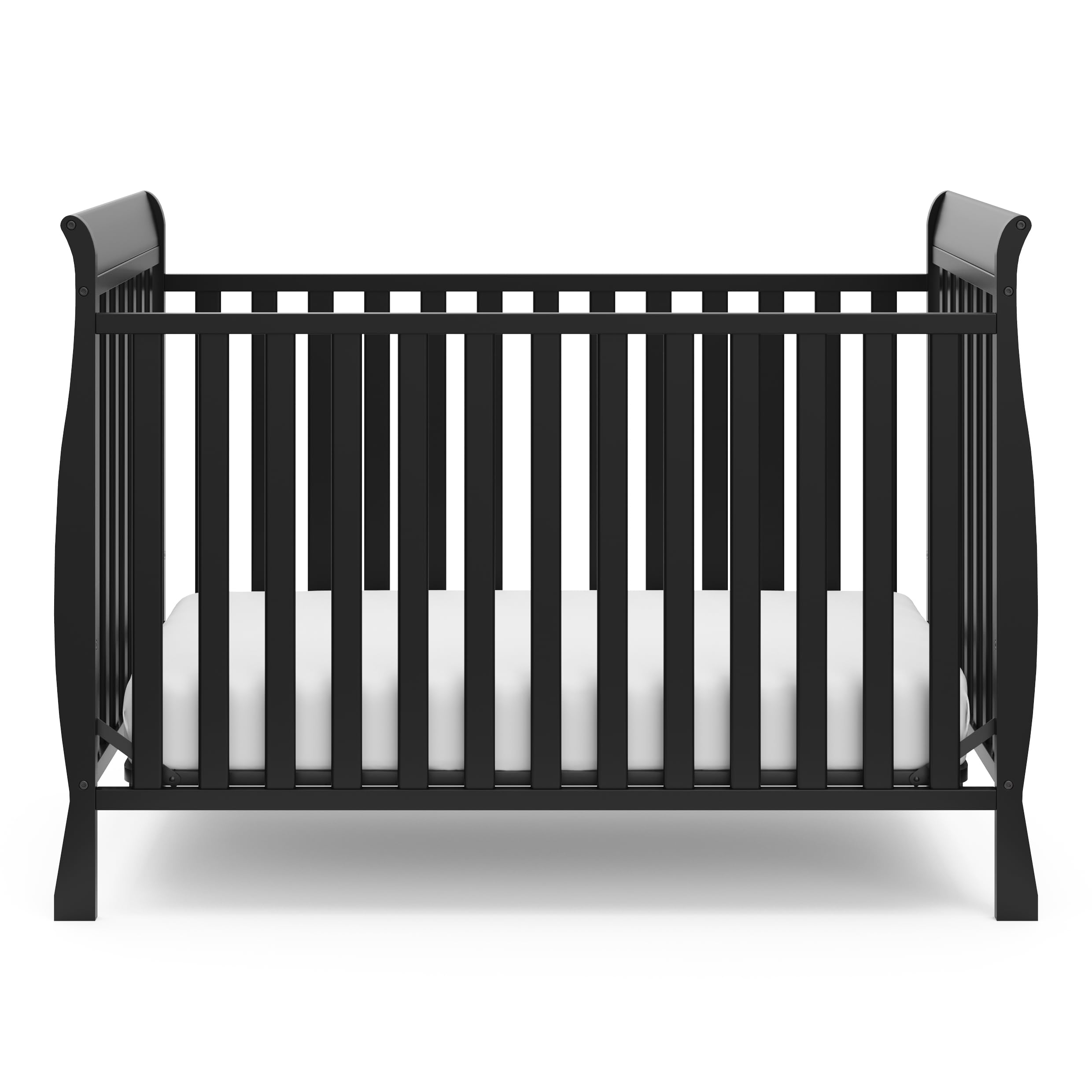 Storkcraft Maxwell Convertible Crib in Black - GREENGUARD Gold Certified, Converts to Toddler Bed & Daybed, Fits Standard Full-Size Mattress, Classic Sleigh Design Crib for Nursery & Baby Room
