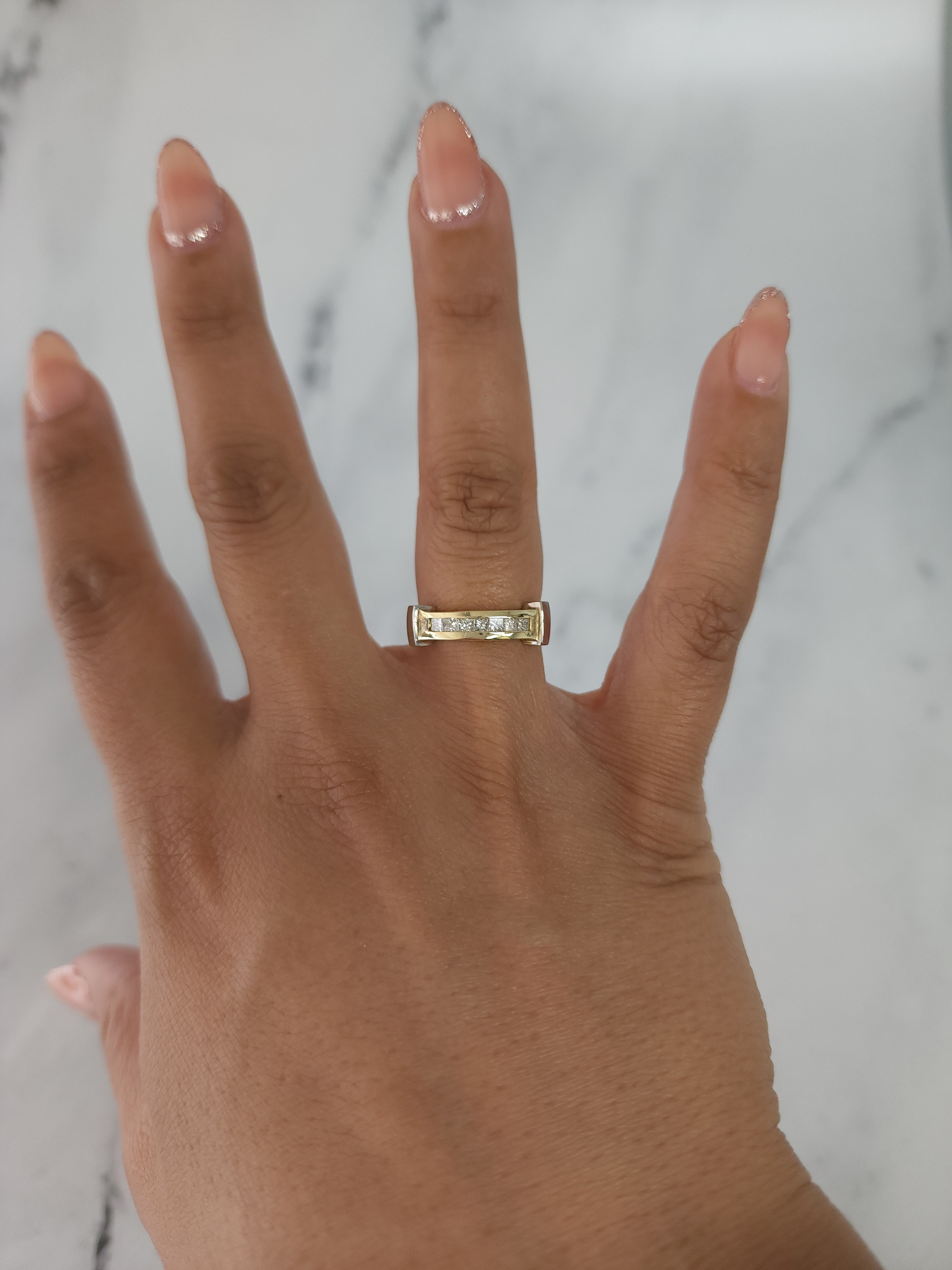 Princess Cut Two-Tone Diamond Wedding Band for Women – Elegant Bridal Ring for Engagement & Anniversary Gifts