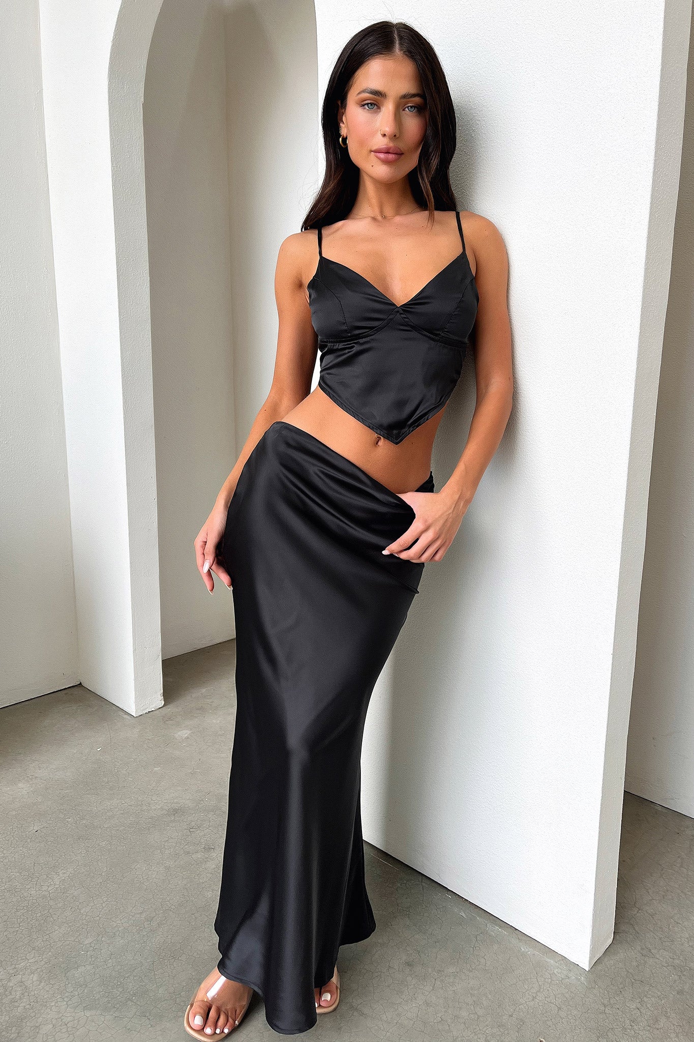 Adira Maxi Skirt for Women - Flowy Black Long Skirt with Elastic Waist | Perfect for Summer, Beach, Boho Outfits & Casual Wear
