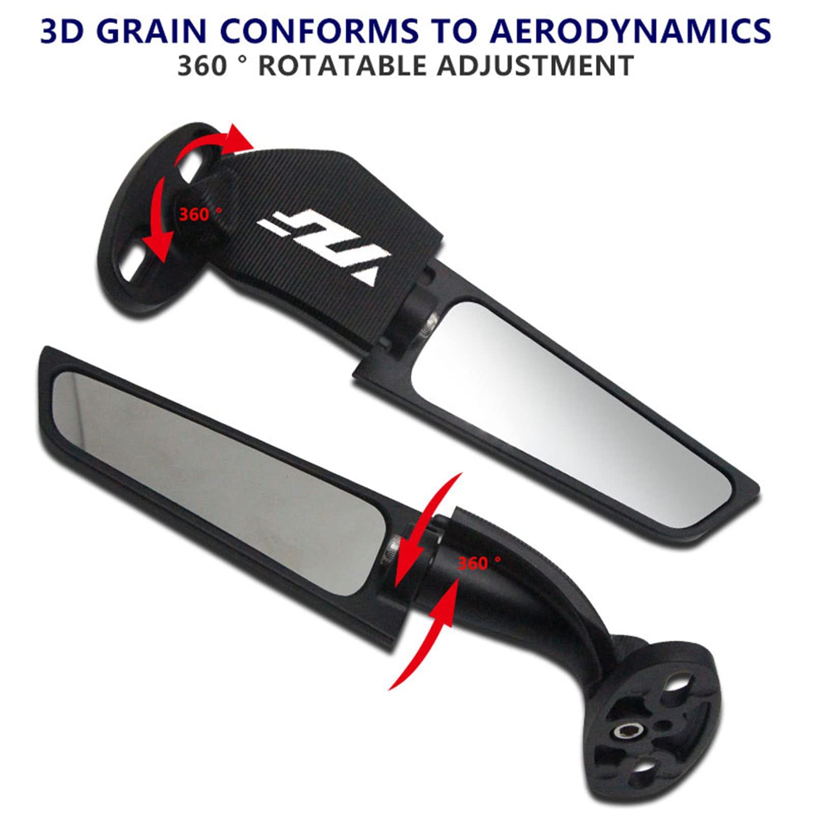 360° Adjustable Aluminum Motorcycle Rear View Mirror - Universal Fit for Yamaha R1 R3 R6 R15 R25 R125 - Enhanced Safety for Street & Racing Bikes