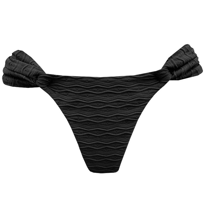 Sexy Black Brazilian Side Scrunch Bikini Bottom - High Waisted Ribbed Swimwear for Women, Perfect for Beach, Pool, Vacation & Summer Fashion