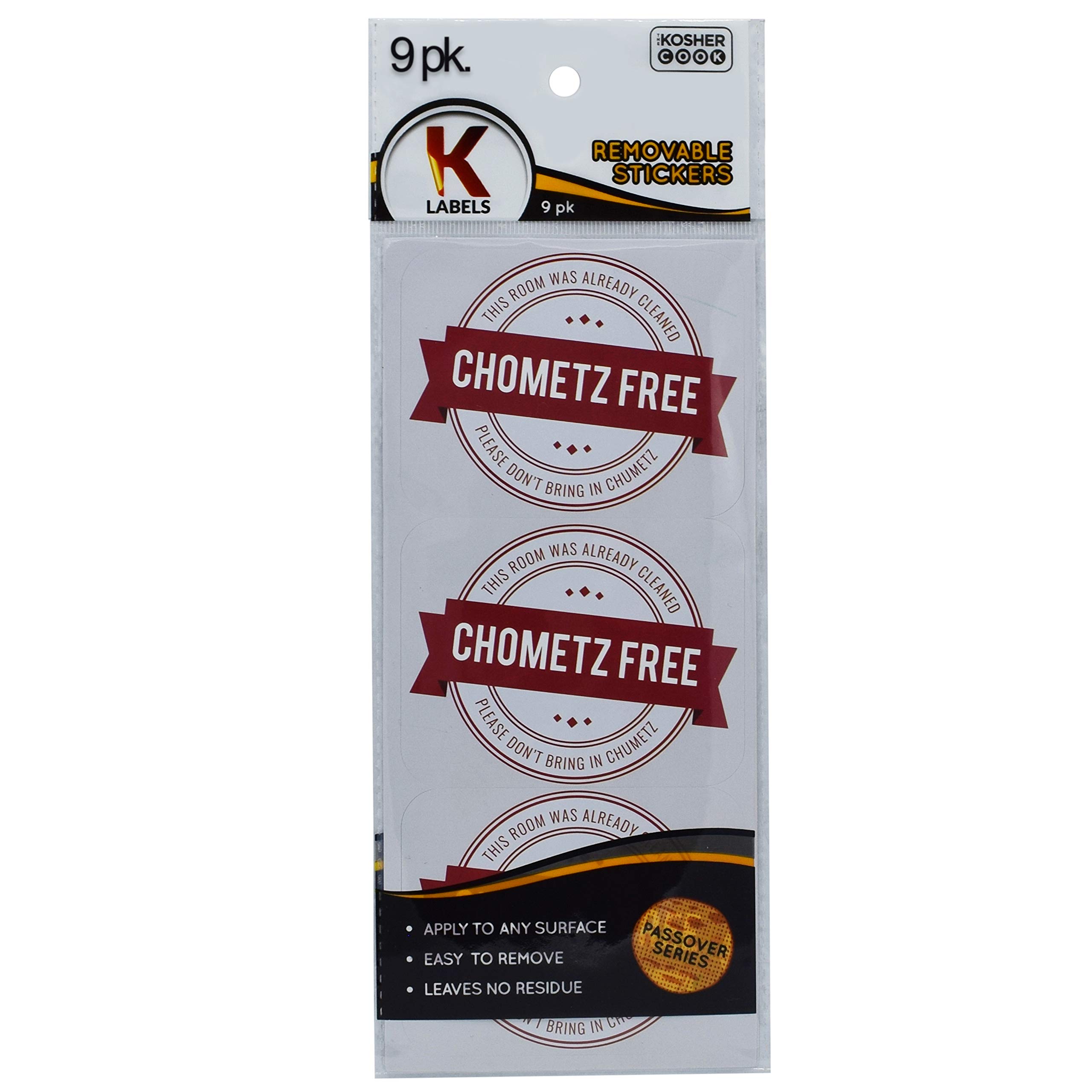 Chometz Free Passover Labels 9 Pack - Kosher Kitchen & Pantry Stickers for Pesach Seder - Cabinet, Closet & Food Storage Organization - Perfect for Jewish Holiday Preparation & Kosher Certification