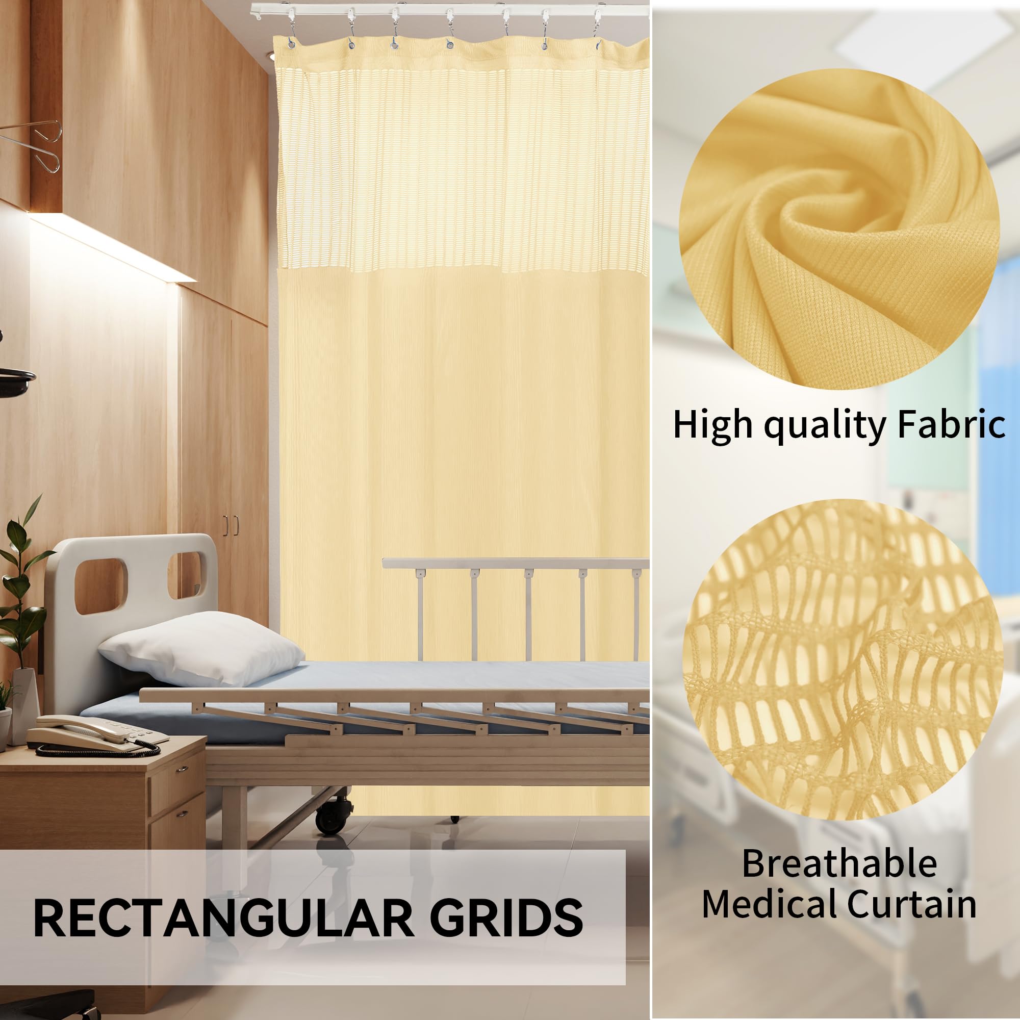 Flame Retardant Hospital Privacy Curtain with Grommets - 12x8FT Medical Room Divider for Clinics, Labs & Schools (1 Panel, Beige) - Ideal for Patient Privacy, Infection Control & Space Partitioning