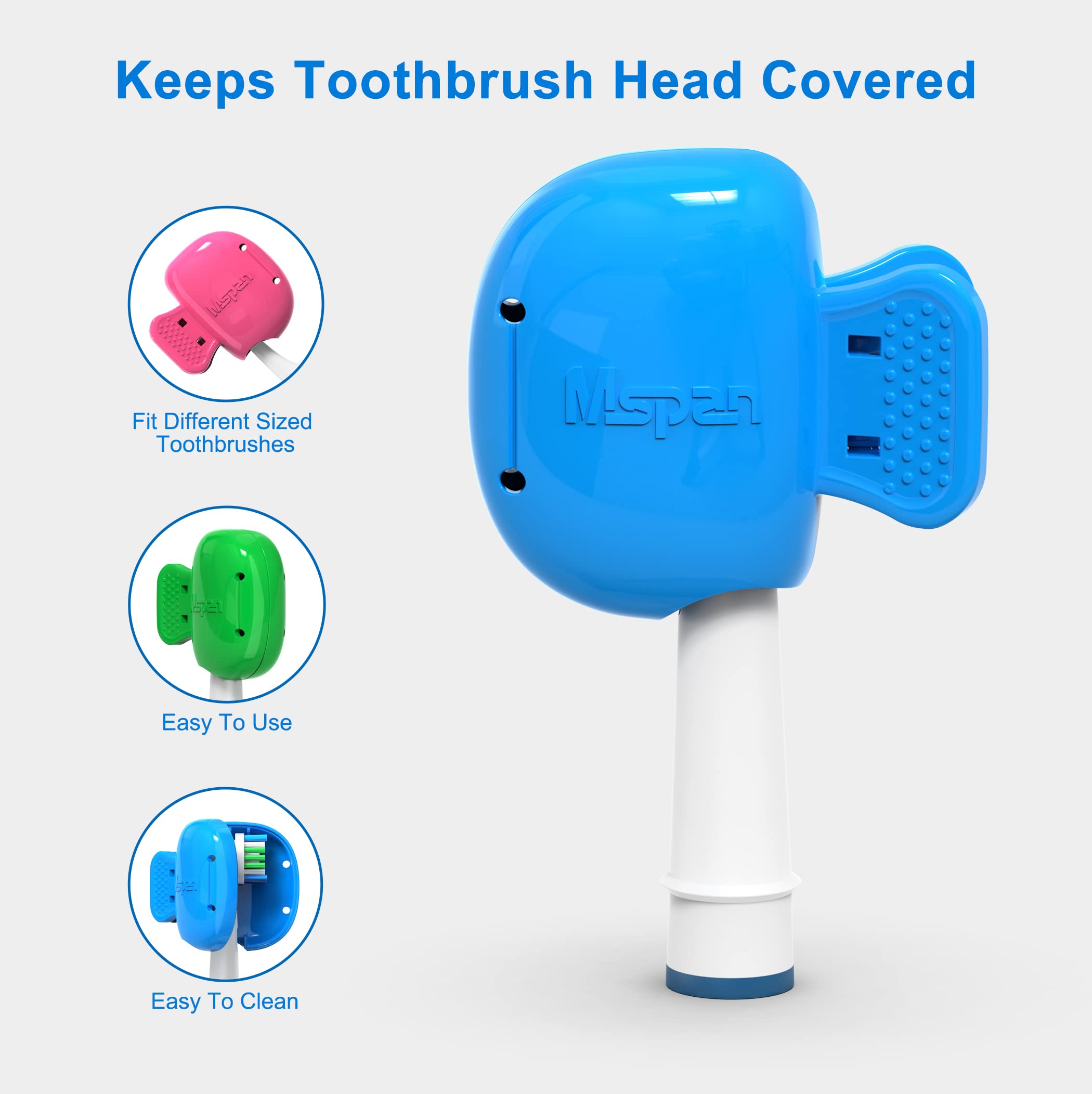 Mspan Toothbrush Head Protector Cover - Compatible with Oral-B, Philips, Colgate Manual & Electric Toothbrushes - Hygienic Travel Storage Case (2 Pack) - Perfect for Home, Travel & Bathroom Organization