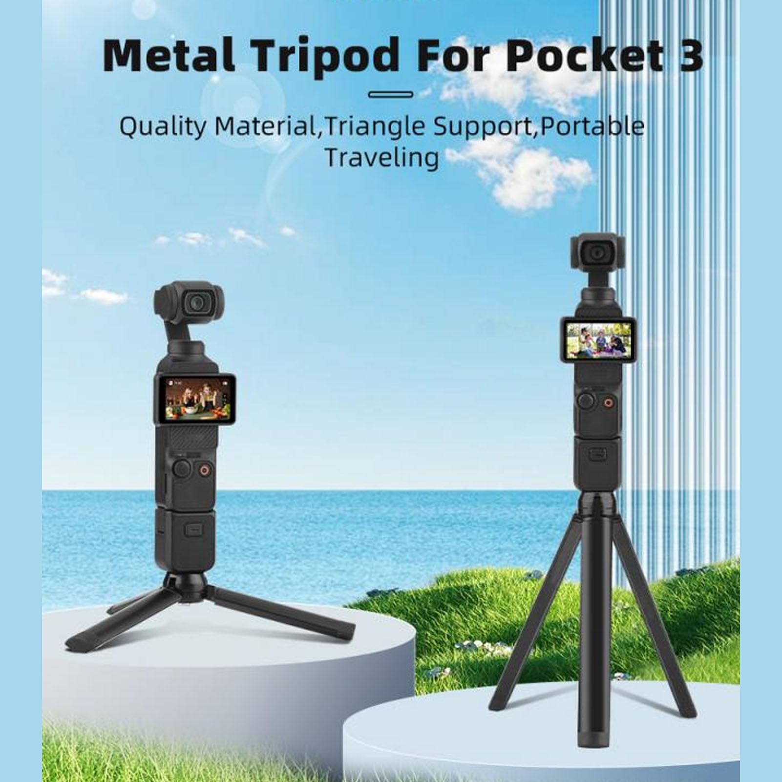 Extendable Aluminum Selfie Stick Tripod with Phone Mount - Foldable Camera Stand for Vlogging, Travel & Action Cameras (OSMO POCKET 3, ONE) - Perfect for YouTube, TikTok & Outdoor Adventures
