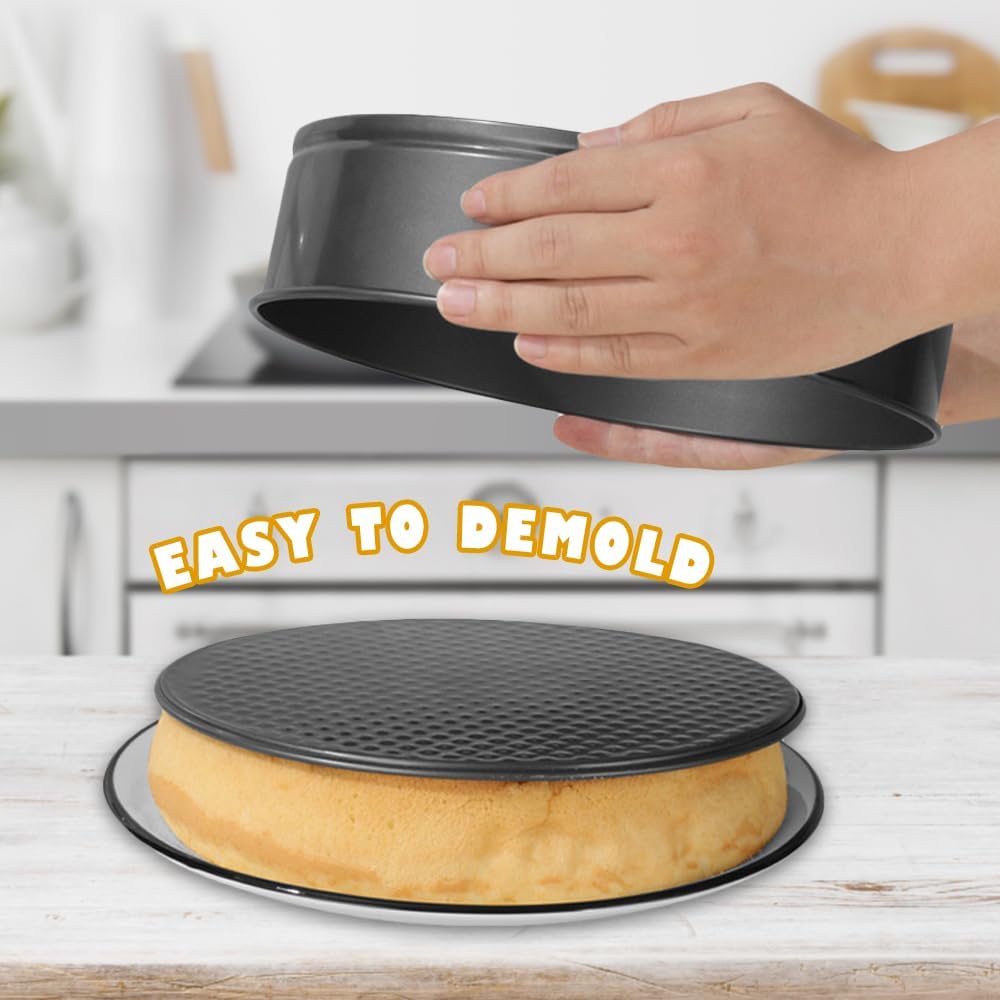 3-Piece Non-Stick Springform Cake Pan Set - Leakproof Baking Pans for Cheesecake, Quiche & More - Perfect for Home Bakers & Professional Chefs