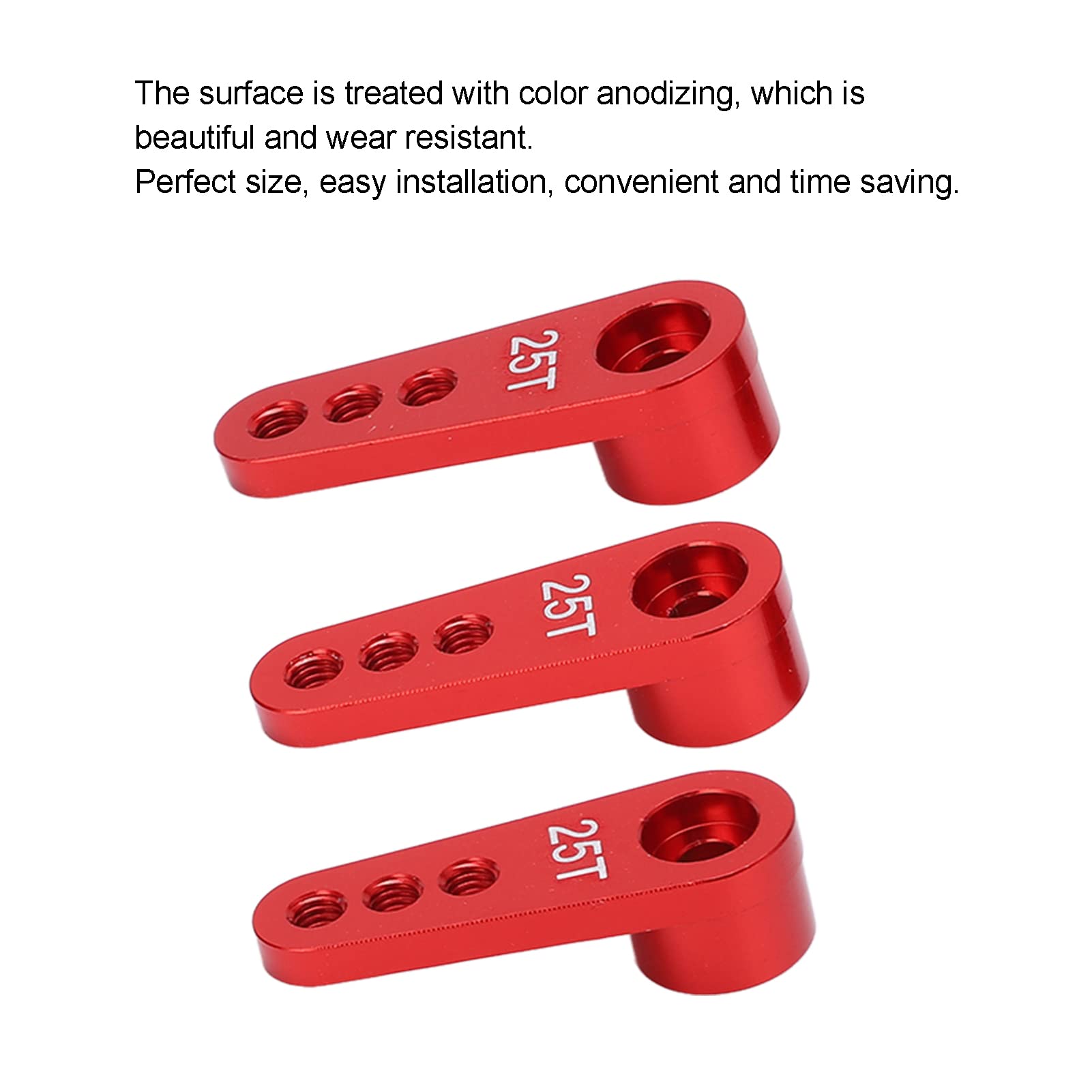 25T Metal Steering Servo Horns for 1/8 1/10 RC Cars - 3pcs Aluminum Upgrade Parts (Red) | Perfect for Crawler, Drift & Off-Road RC Vehicle Modifications