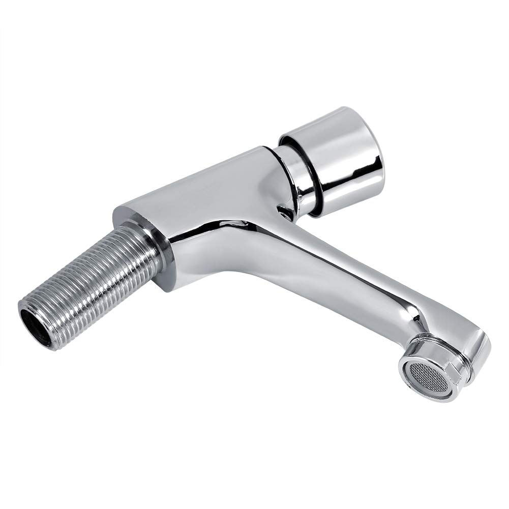 Chrome Plated Self-Closing Time Delay Faucet - Water Saving Basin Sink Tap for Public Kitchen & Bathroom | Ideal for Home, Hotel, Restaurant & Commercial Use | Perfect for Water Conservation & Hands-Free Operation