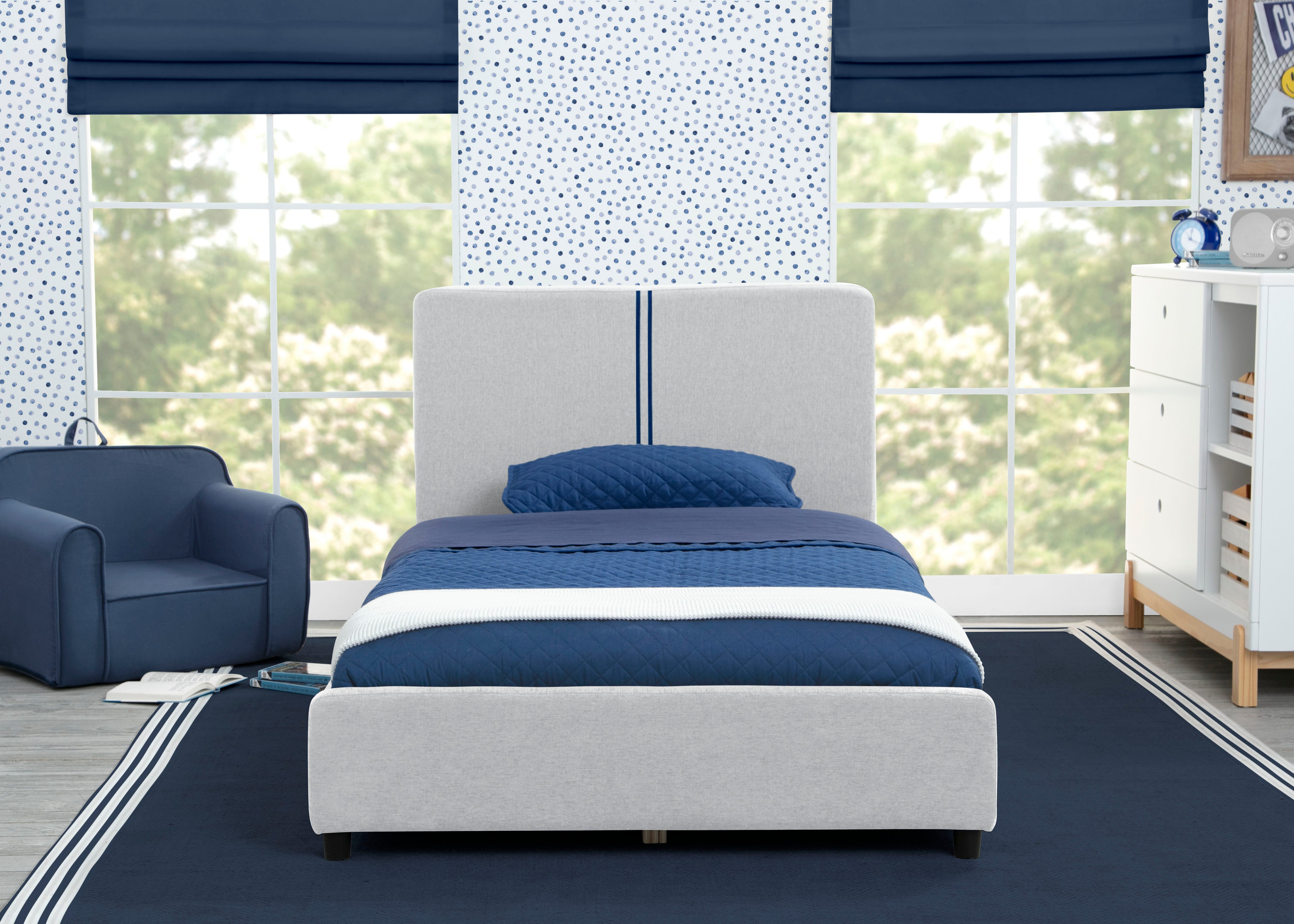 Upholstered Twin Bed with Headboard - Soft Fabric Bed Frame for Kids & Teens - Perfect for Bedrooms, Dorms & Guest Rooms