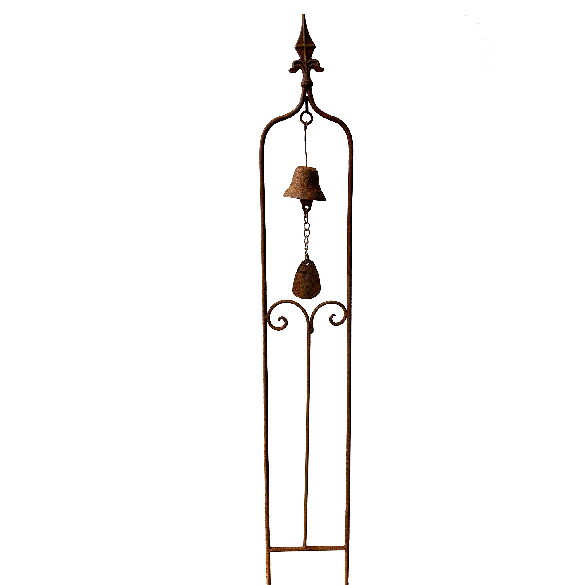 W3544 Natural Rusted Single Bell Trellis - Garden Decor for Outdoor Wall Climbing Plants & Vine Support