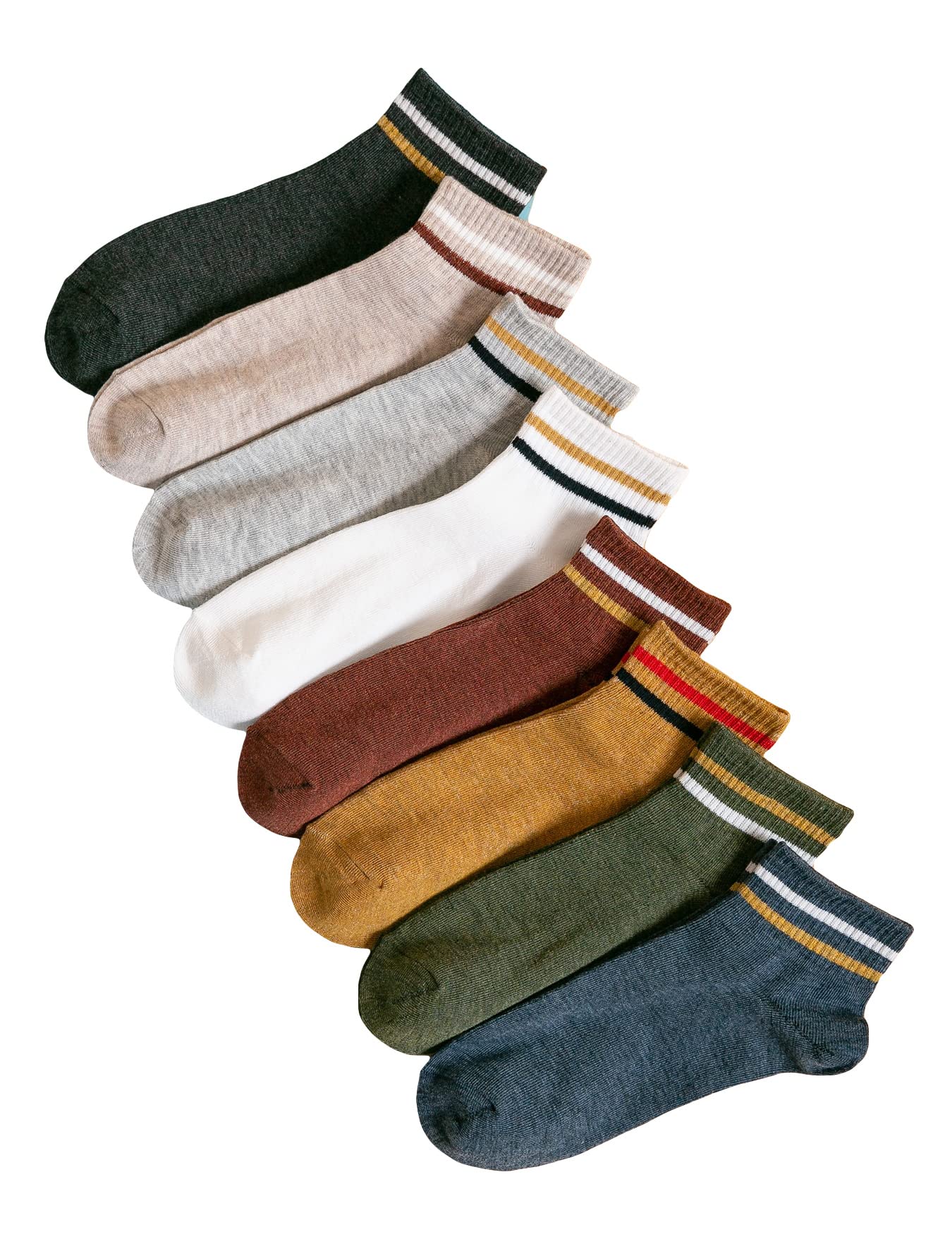 OYOANGLE Women's 8 Pairs Striped Print Ankle Socks - Lightweight Athletic Running Socks for Women - Perfect for Jogging, Gym Workouts & Everyday Comfort