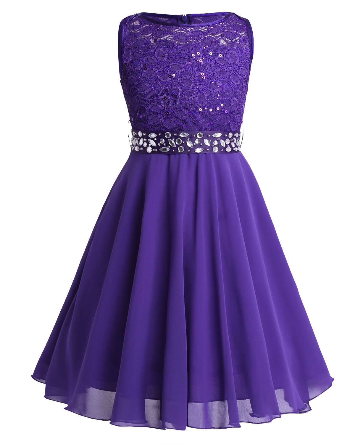 ACSUSS Flower Girls Dress for Weddings - Vintage Floral Lace Tutu Dress with Sequins & Rhinestones Sash - Perfect for Flower Girls, Pageants, and Special Occasions