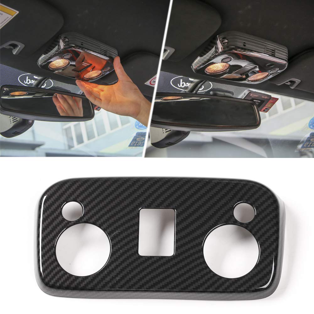 JeCar Carbon Fiber Interior Roof Reading Light Lamp Cover Trim Accessories for Ford Mustang 2015-2023 - Upgrade Your Mustang's Interior Style (Perfect for Night Driving & Custom Car Shows)