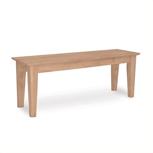 Pemberly Row Unfinished Natural Wood Bench for 2 People - Rustic Rectangular Dining Chair for Kitchen, Small Entryway Mudroom Bench in Brown | Perfect for Farmhouse Dining, Kitchen Seating & Entryway Organization