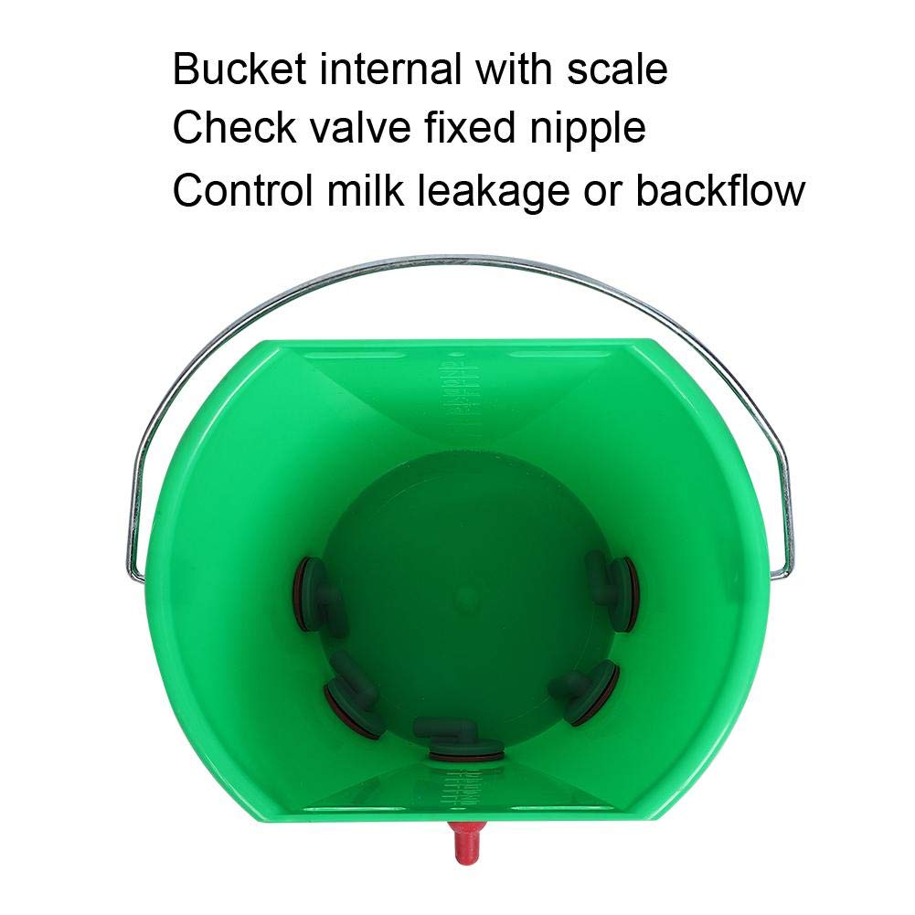 Zerodis 8L Large Capacity Plastic Milk Feed Bucket with Multiple Nipples - Durable Animal Feeding Pot for Cattle, Sheep, Goats & Livestock - Perfect for Farm, Ranch & Dairy Feeding