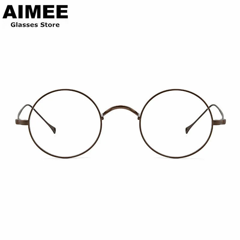 Stylish Aimee Unisex Full Rim Small Round Titanium Eyeglasses 11136 - Lightweight & Durable Frame for Reading, Work, and Everyday Wear